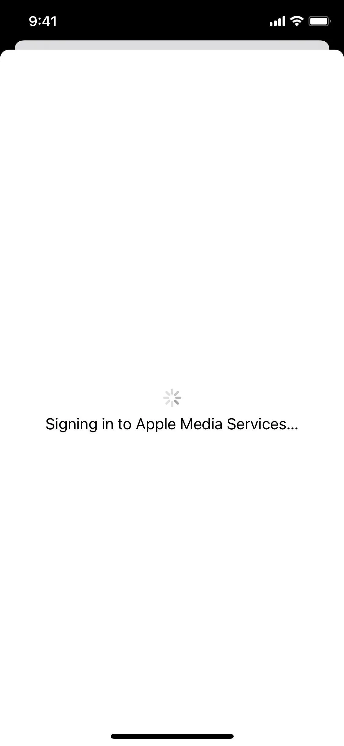 Signing in to Apple Media Services screen