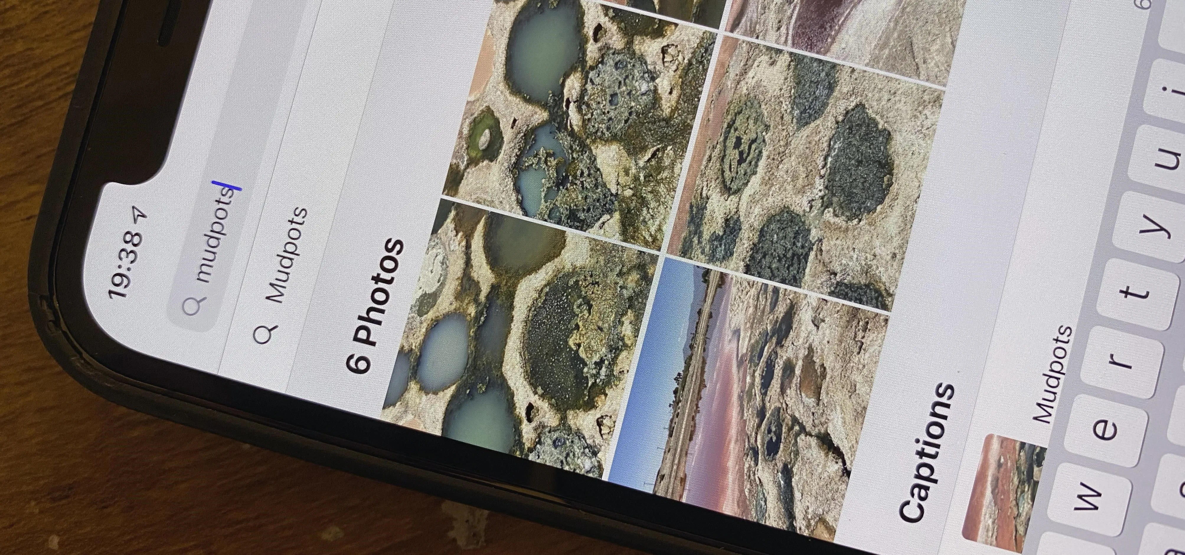 Image of a smartphone displaying a photo gallery with various textured images and colors.