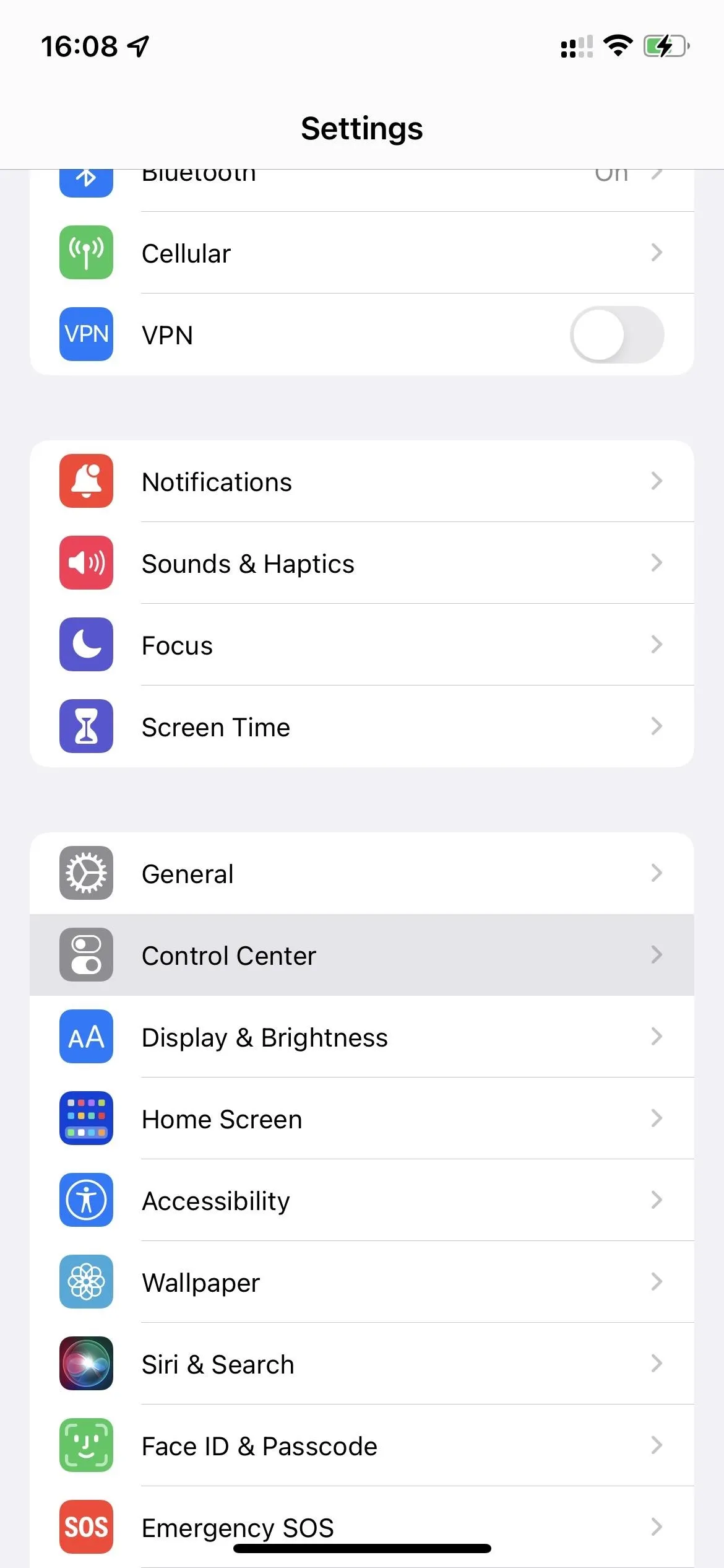 Settings menu on a mobile device showing various app options and features.