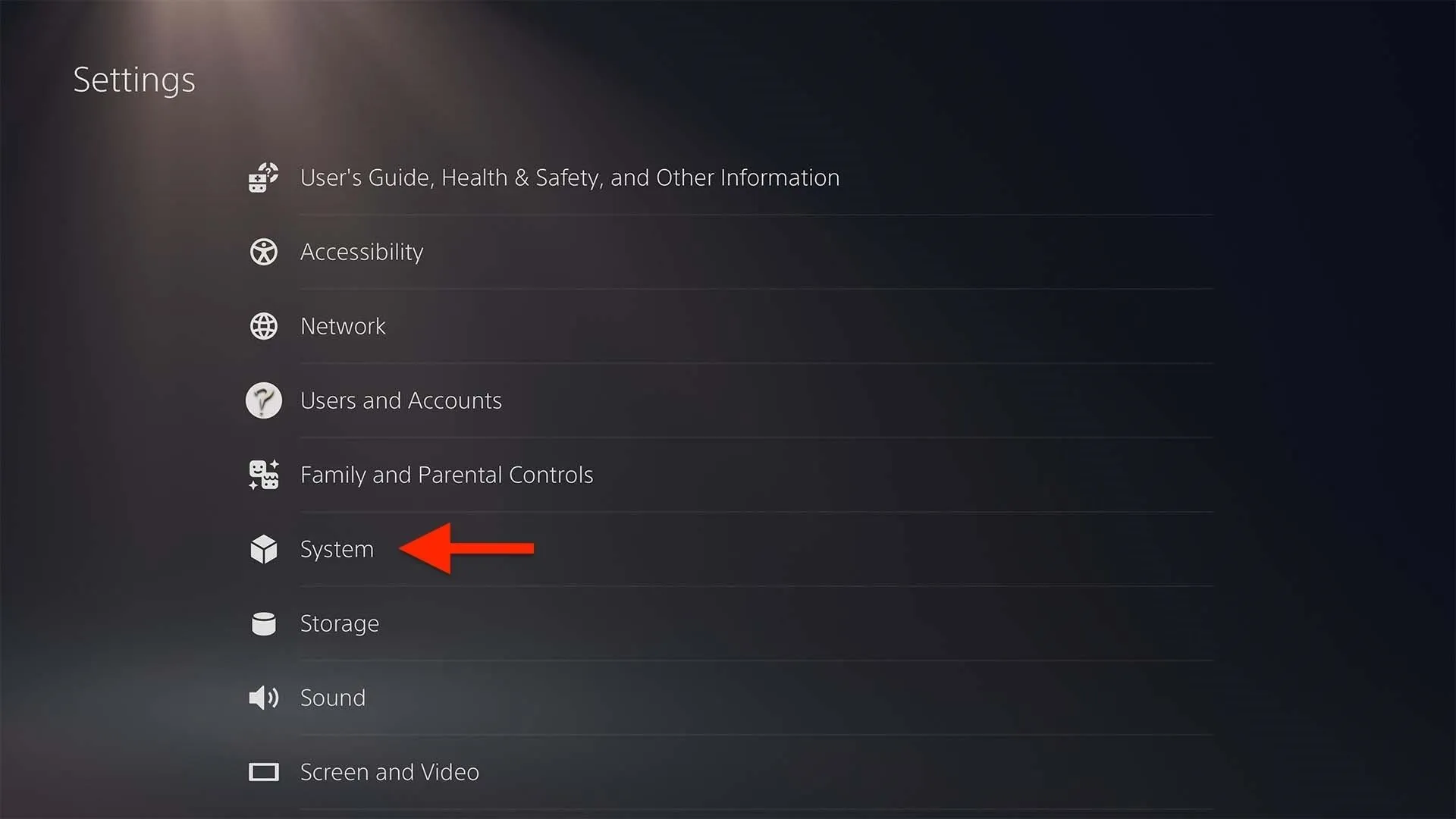 Settings menu with highlighted option for "Privacy"