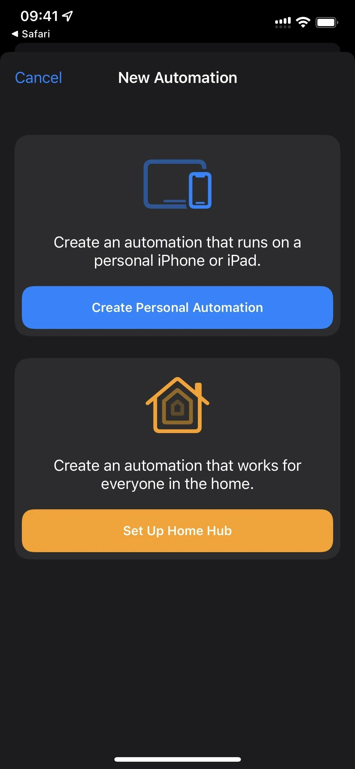 "User interface for creating automation on a mobile app."