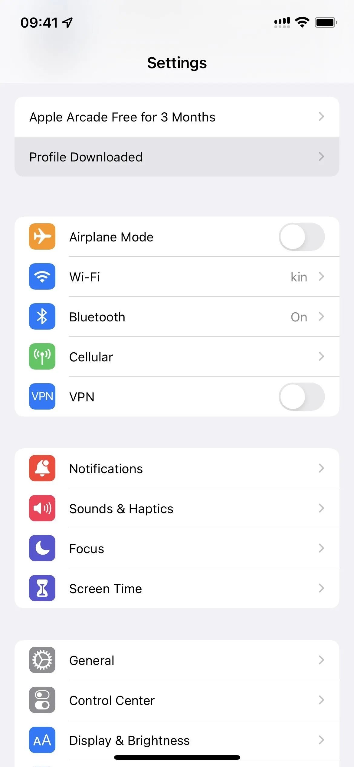 Settings menu on a mobile device displaying various application options.