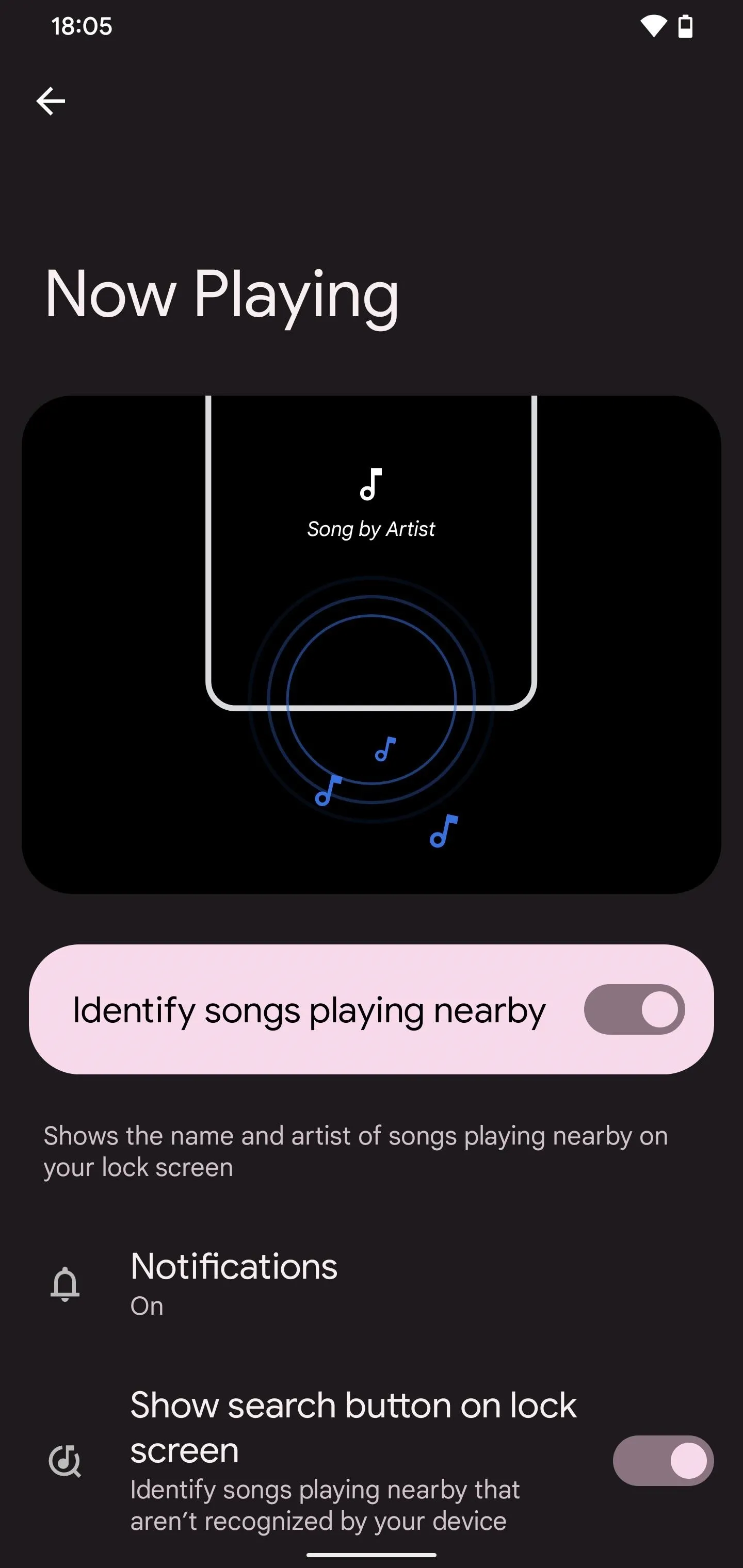 Music player interface showing currently playing song details.