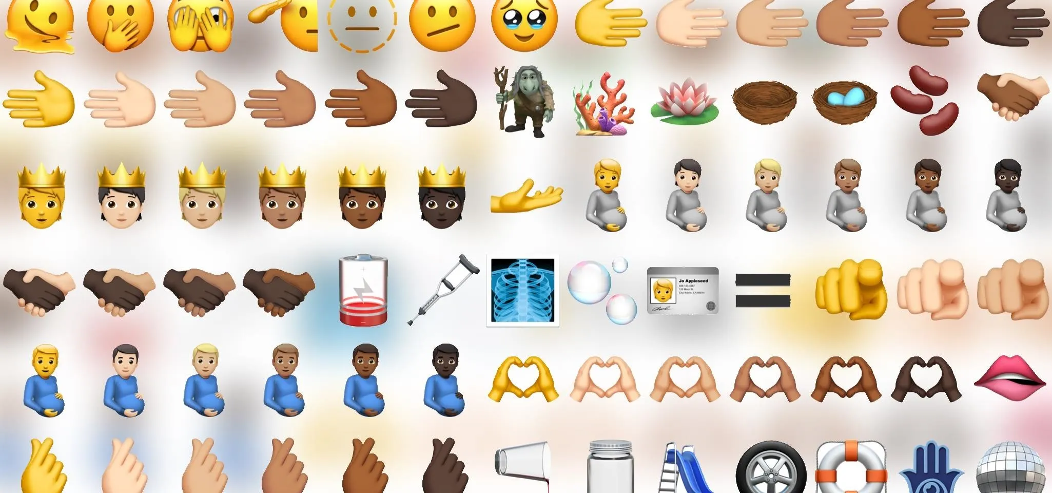 Emojis representing various expressions, symbols, and activities.