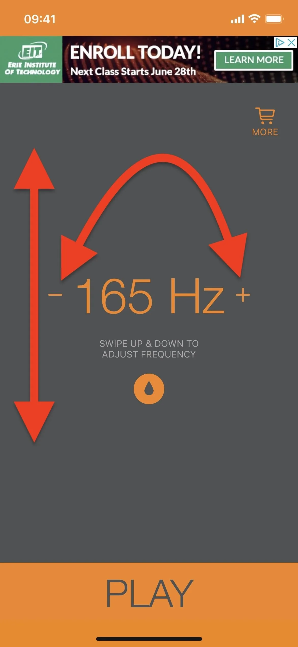 165 Hz frequency display with arrows indicating variation.