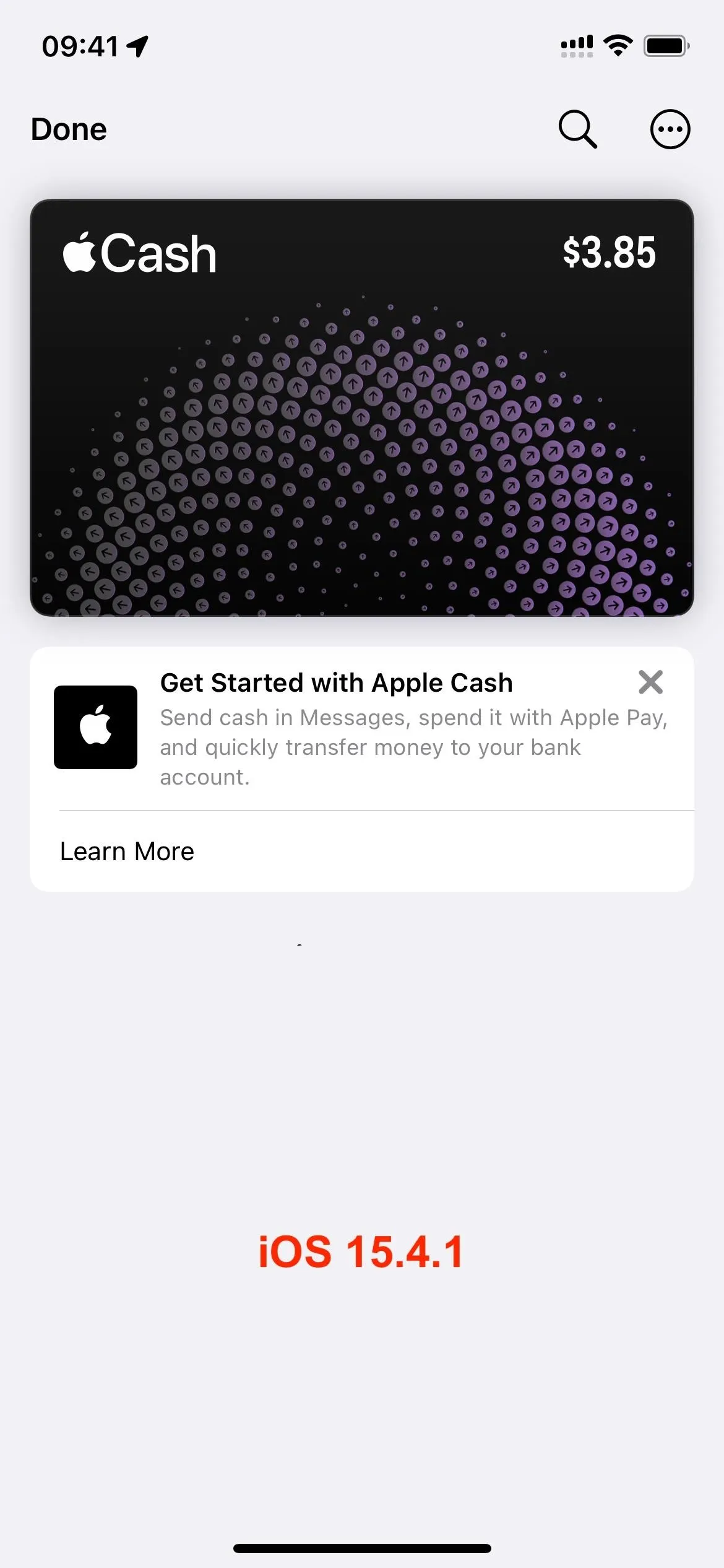 Apple Cash card displayed on a mobile device screen.