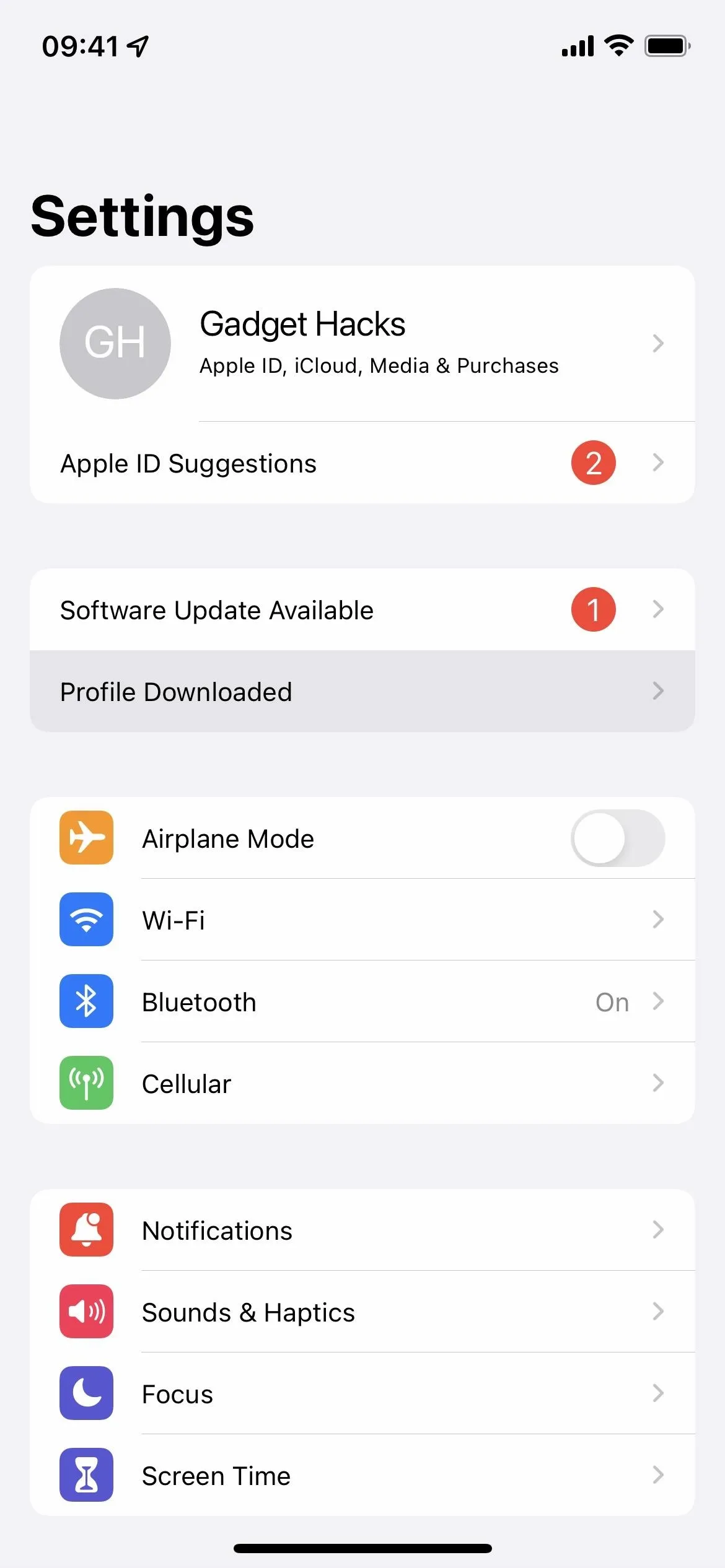 Settings menu on a smartphone showing system preferences and options.