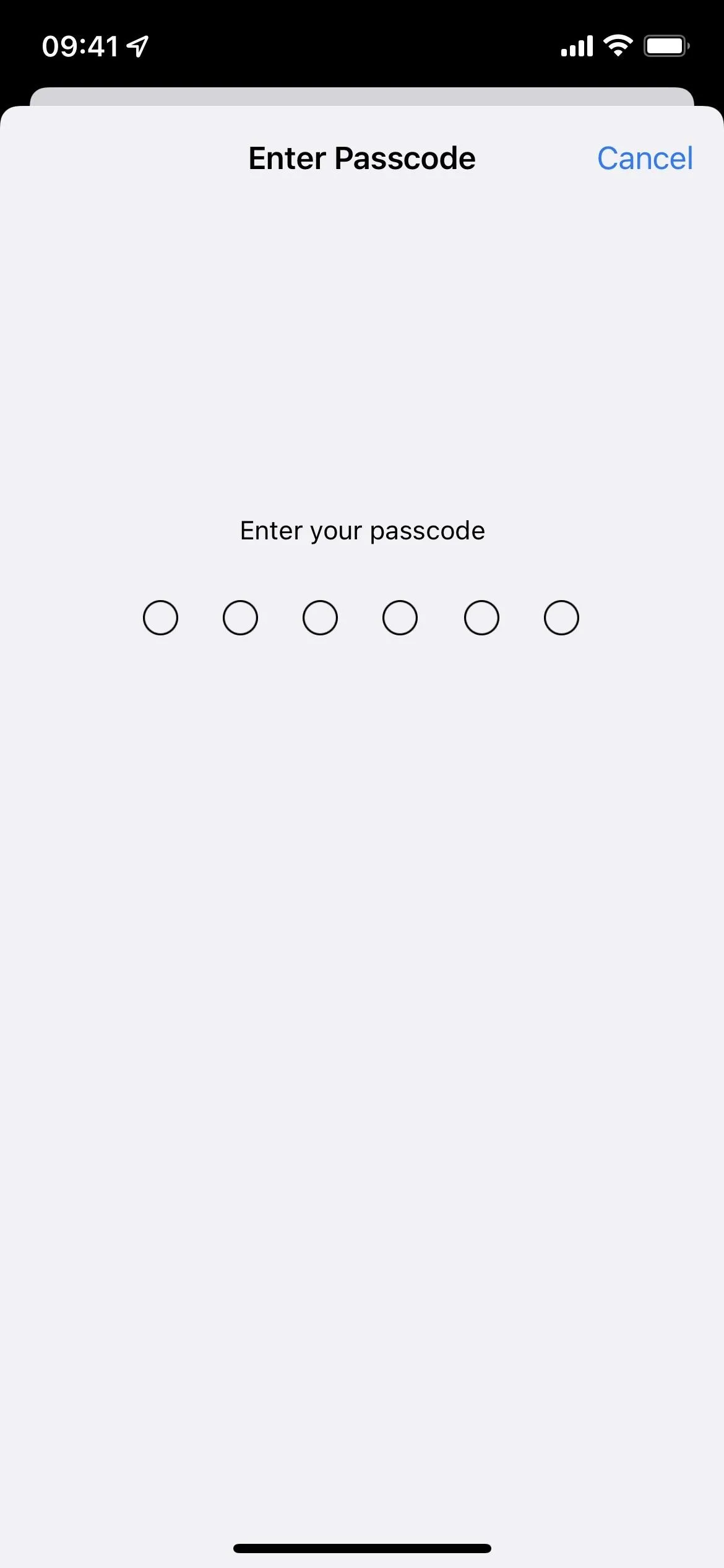 Enter your passcode screen on a mobile device.