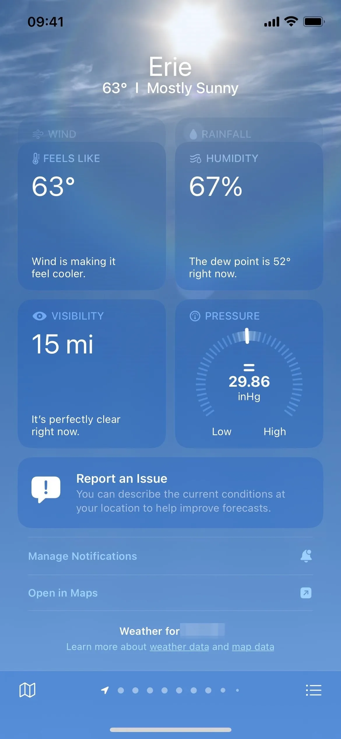 Weather forecast screenshot displaying temperature, humidity, wind speed, and weather conditions.