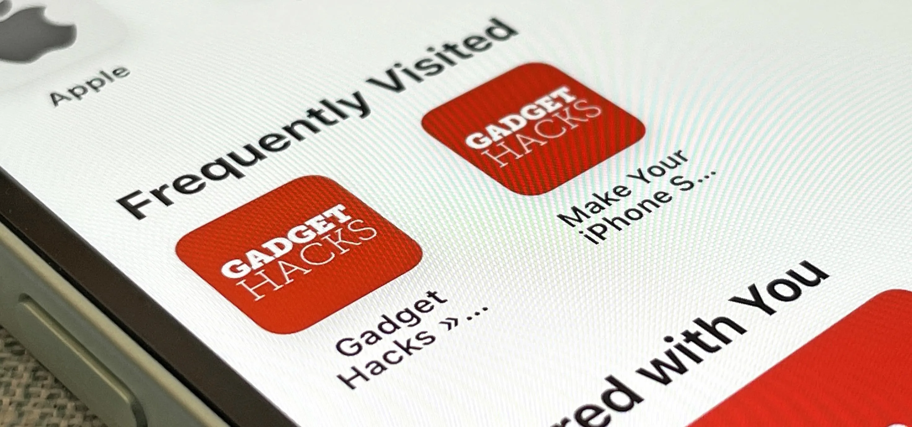 Frequently Visited section showing Gadget Hacks app icons on a mobile device screen.