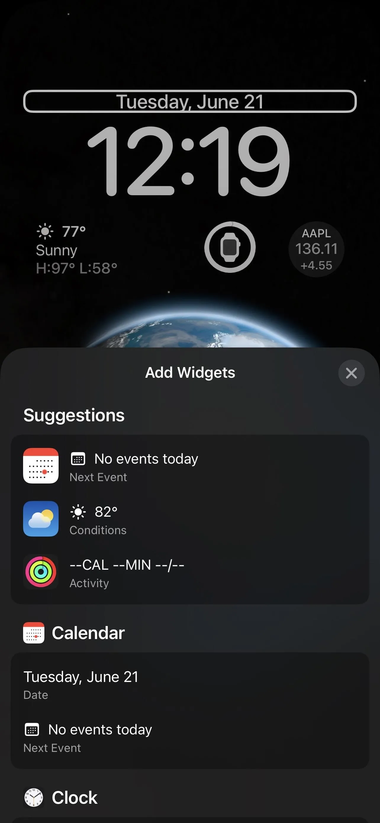 Smartphone screen displaying the time, weather, and app suggestions.