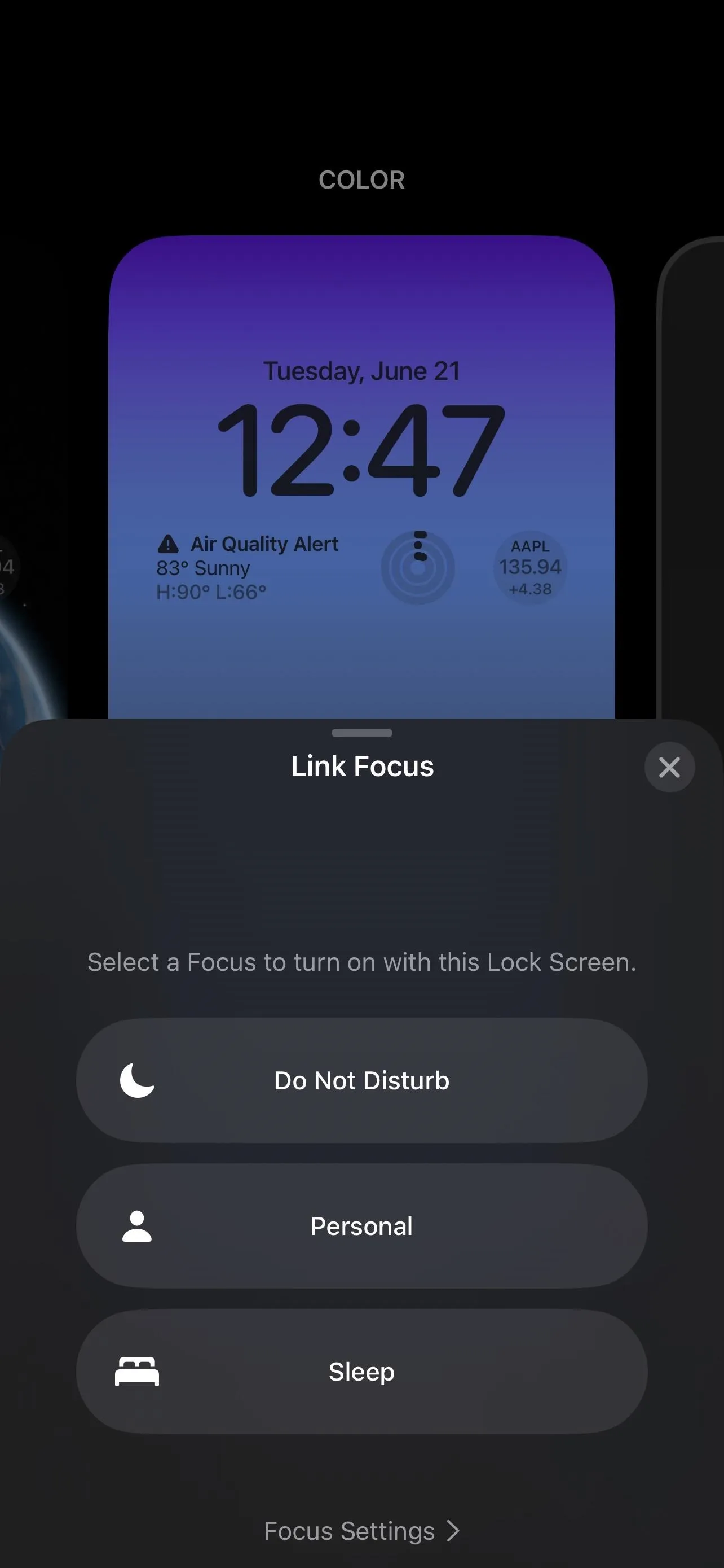 Smartphone interface displaying the time and options for controlling features.