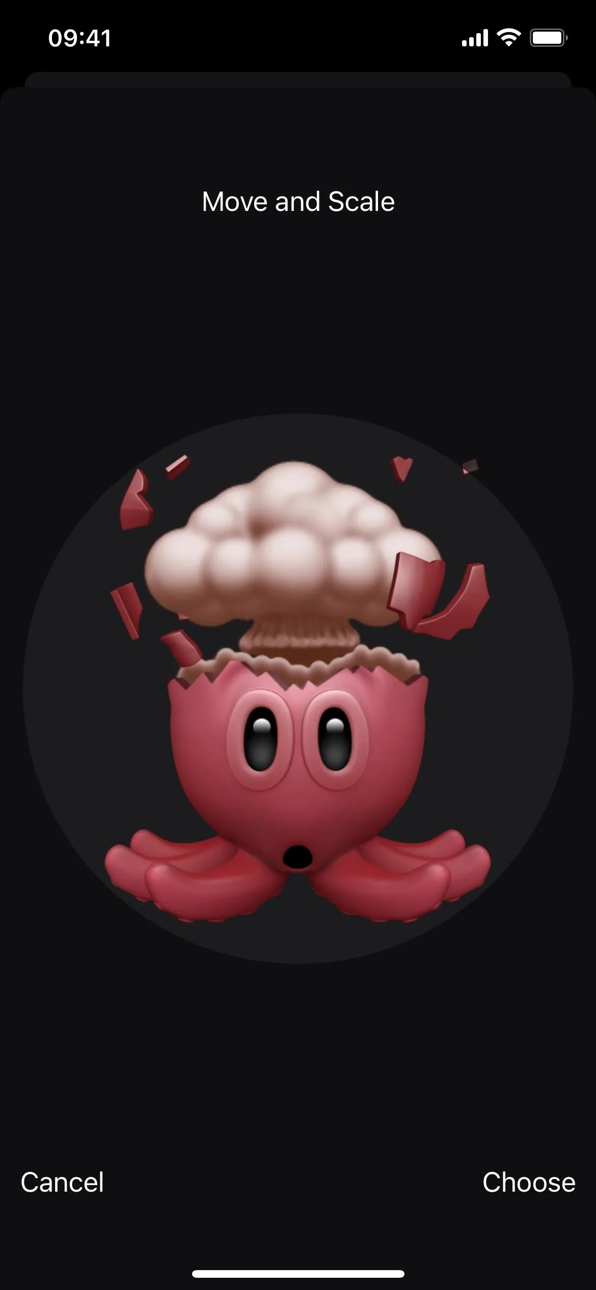 Animated pink character with a chef's hat and a smiling face.