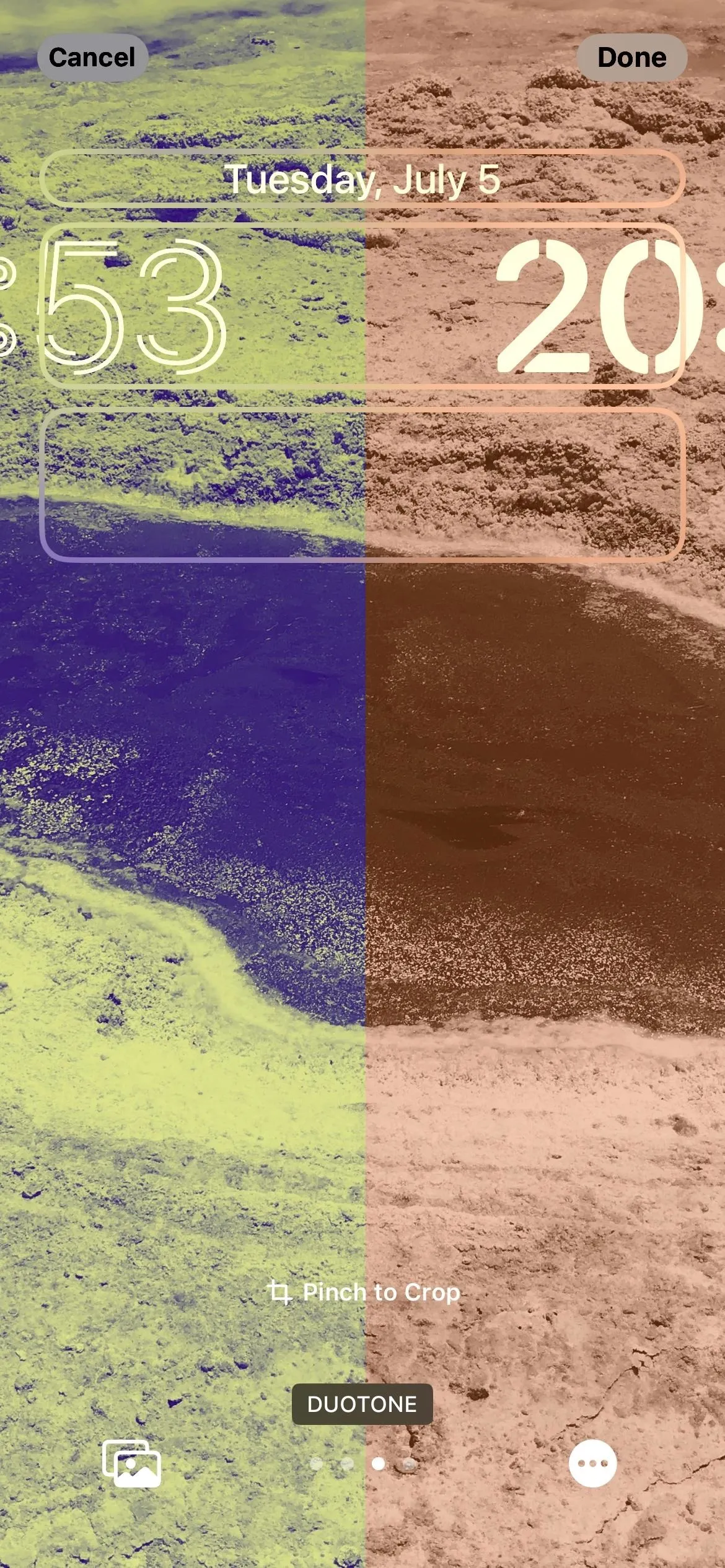 Comparison of two geological images showing different surface temperatures.