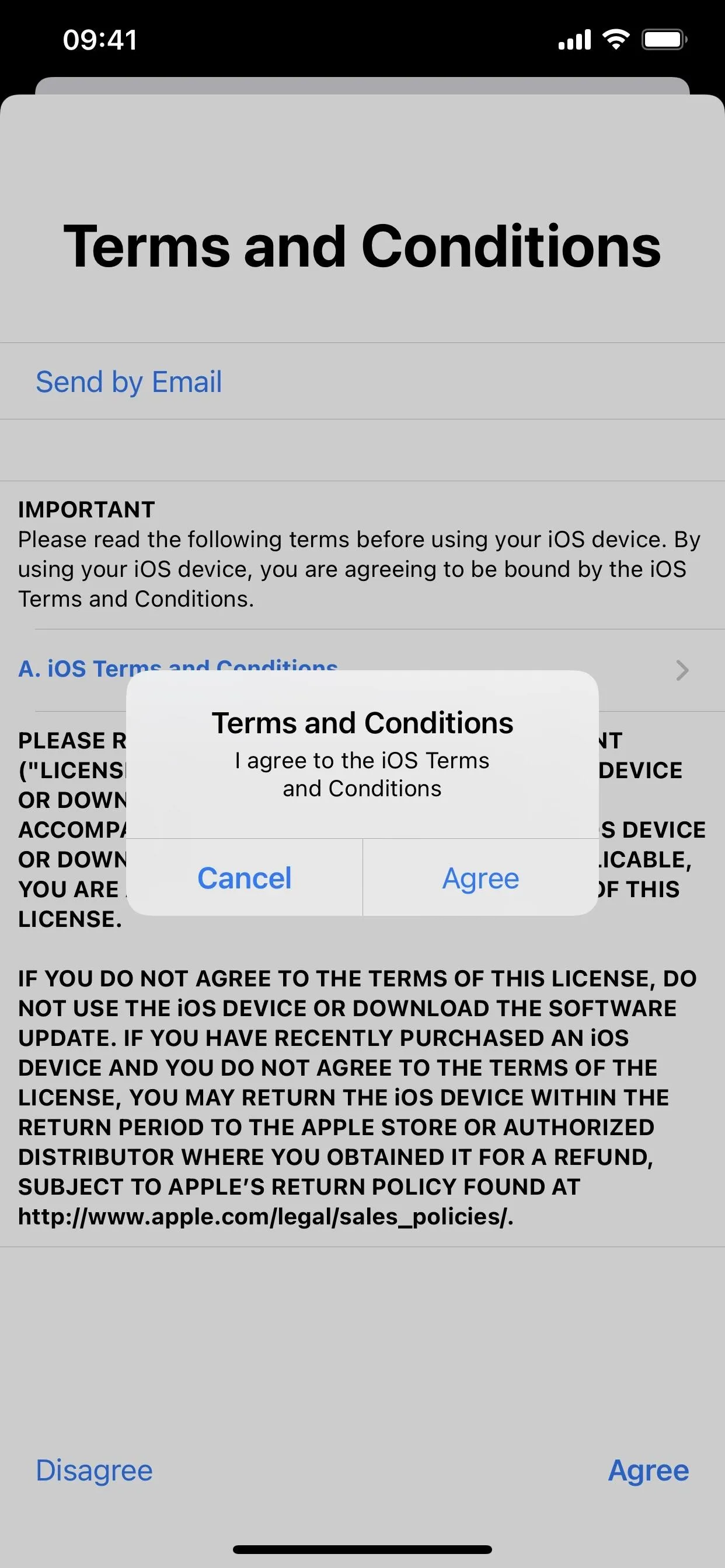 Terms and Conditions displayed on a mobile device screen.