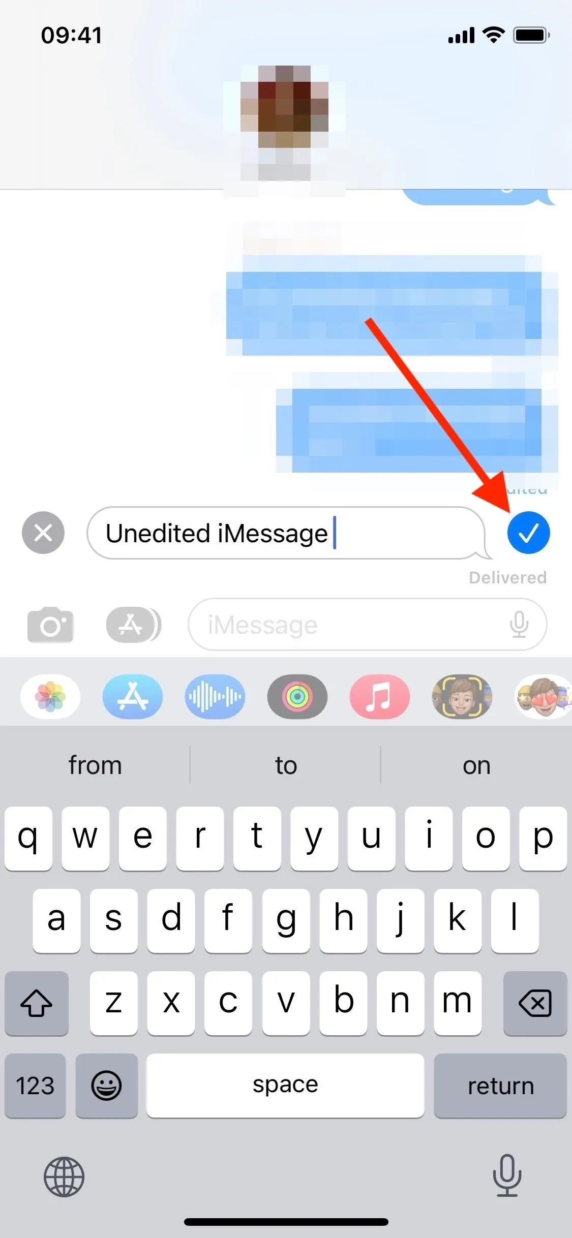 Messaging interface showing typing indicator and send button on a smartphone.