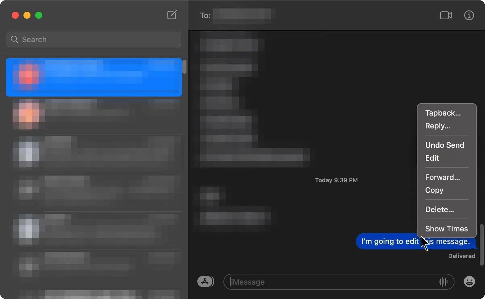 Chat interface displaying a conversation with a message input area.