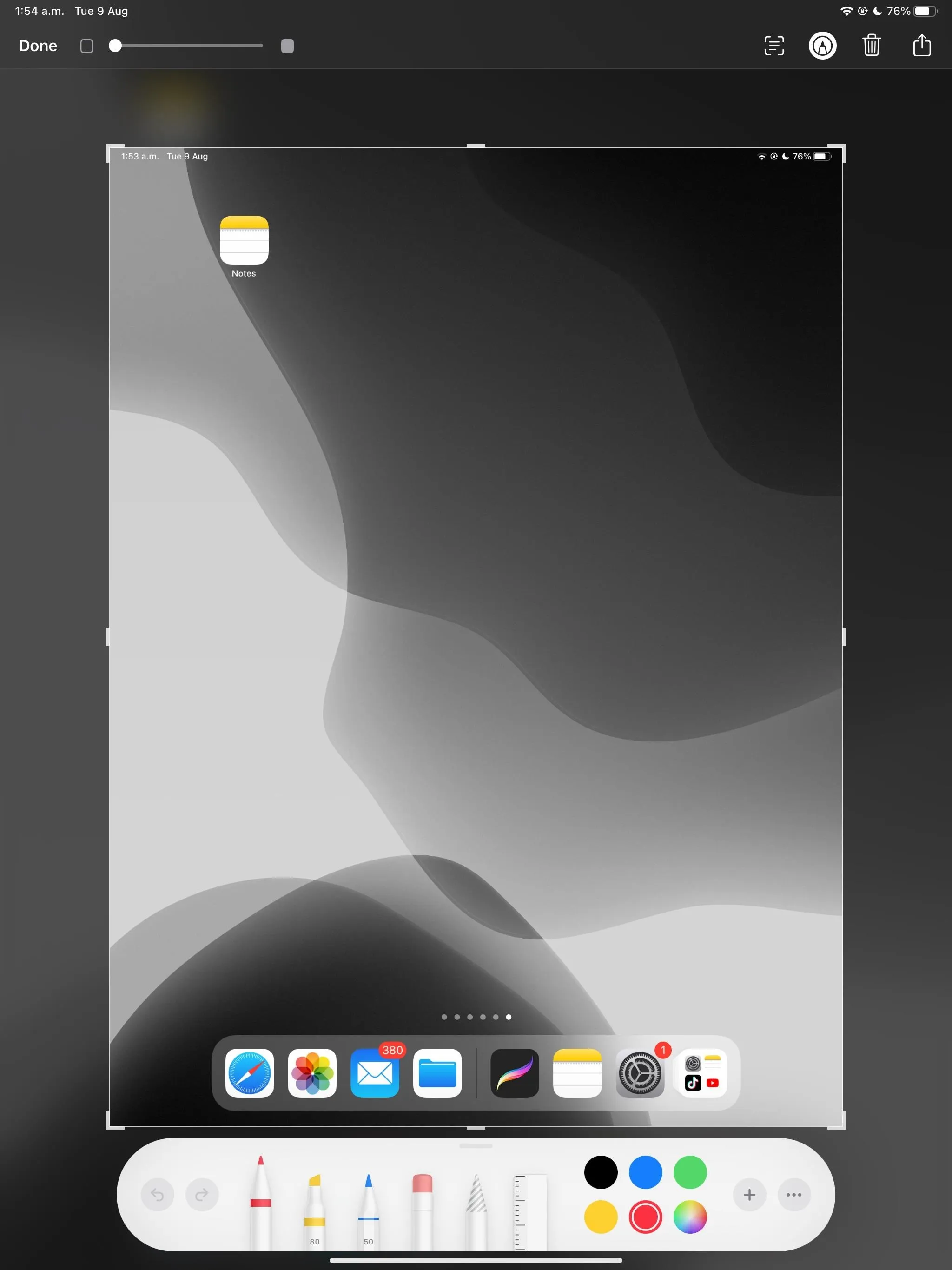 Abstract grayscale digital background with soft curves and a colorful app dock at the bottom.