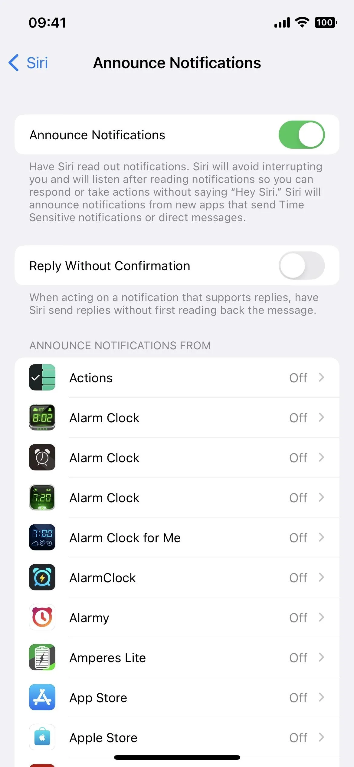 Screenshot of smartphone notifications settings with various app options listed.