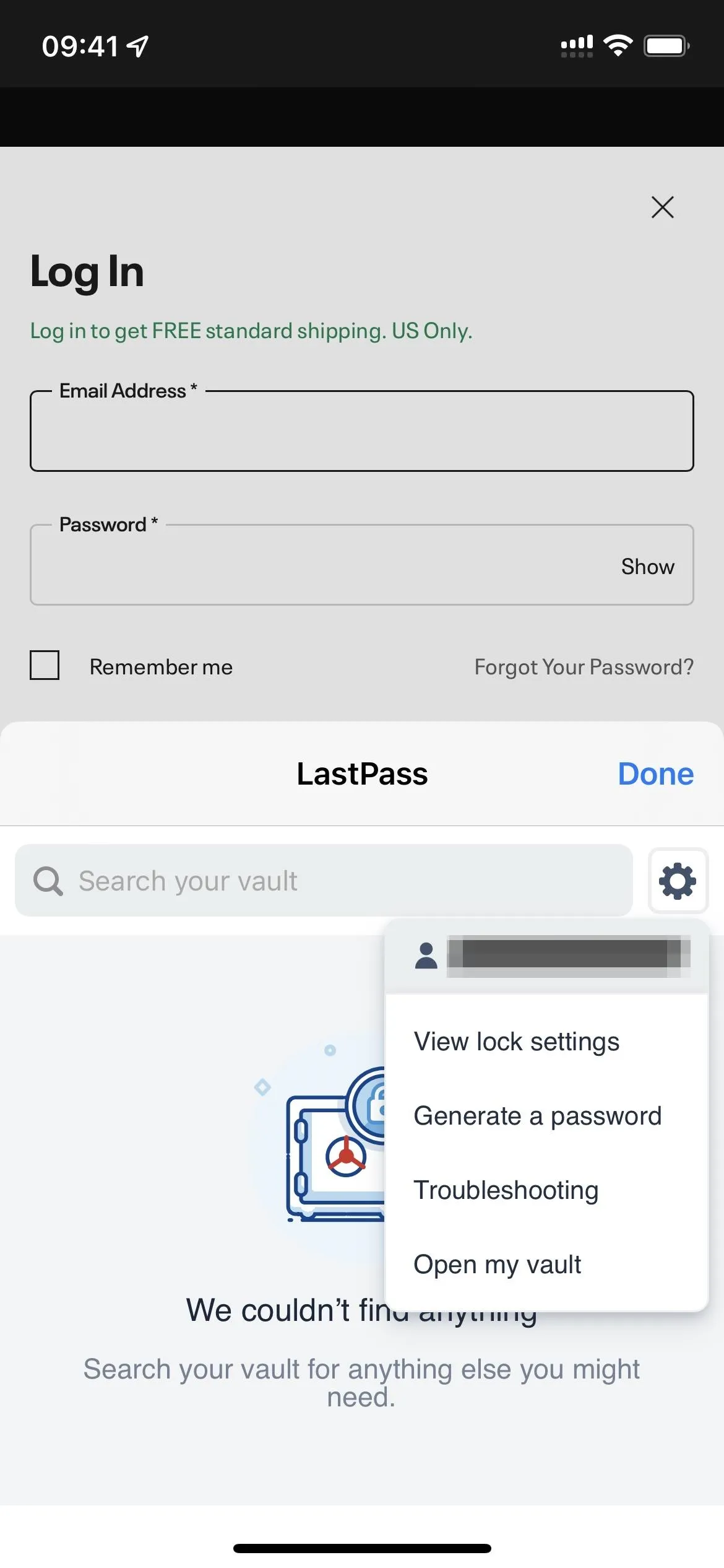 Login screen for a web application with username and password fields.