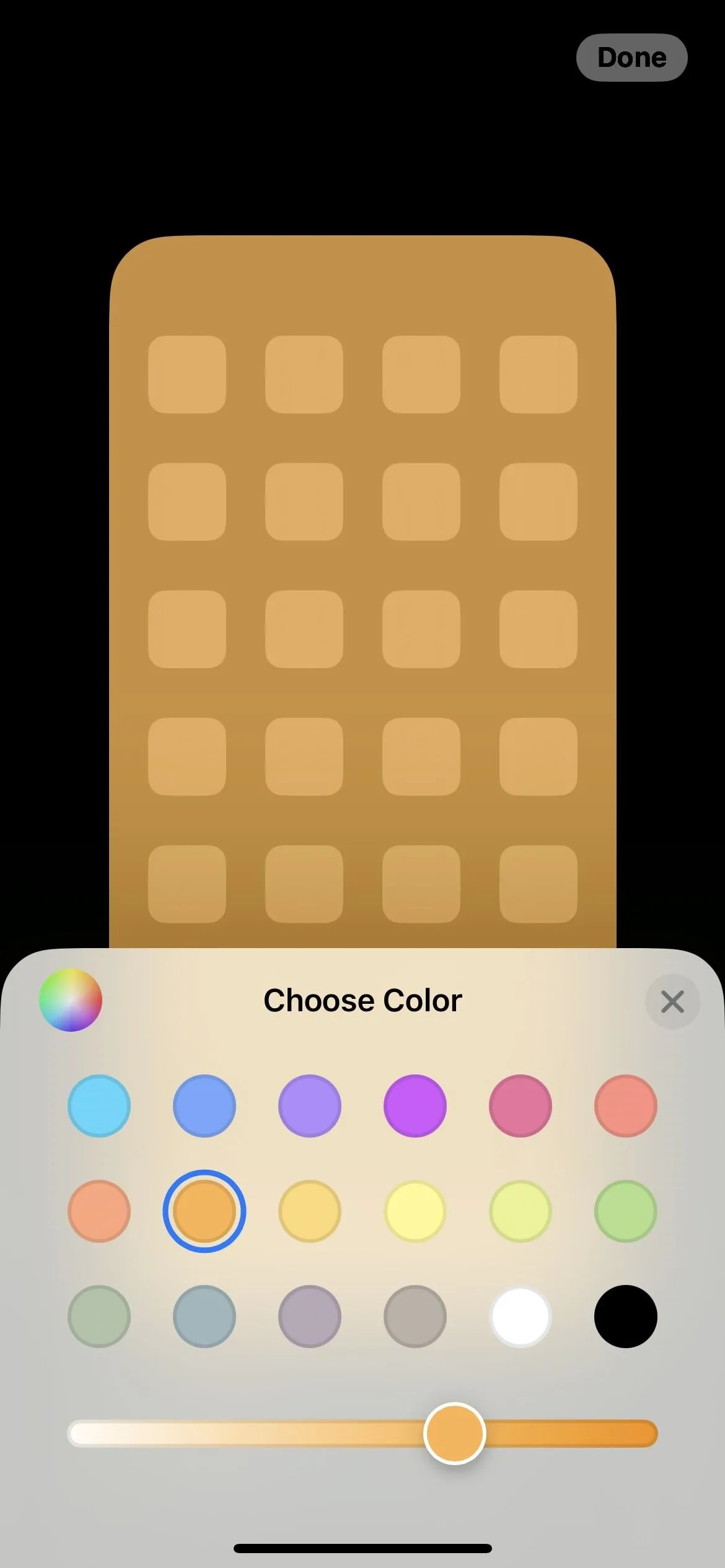 Color selection interface for a grid design.