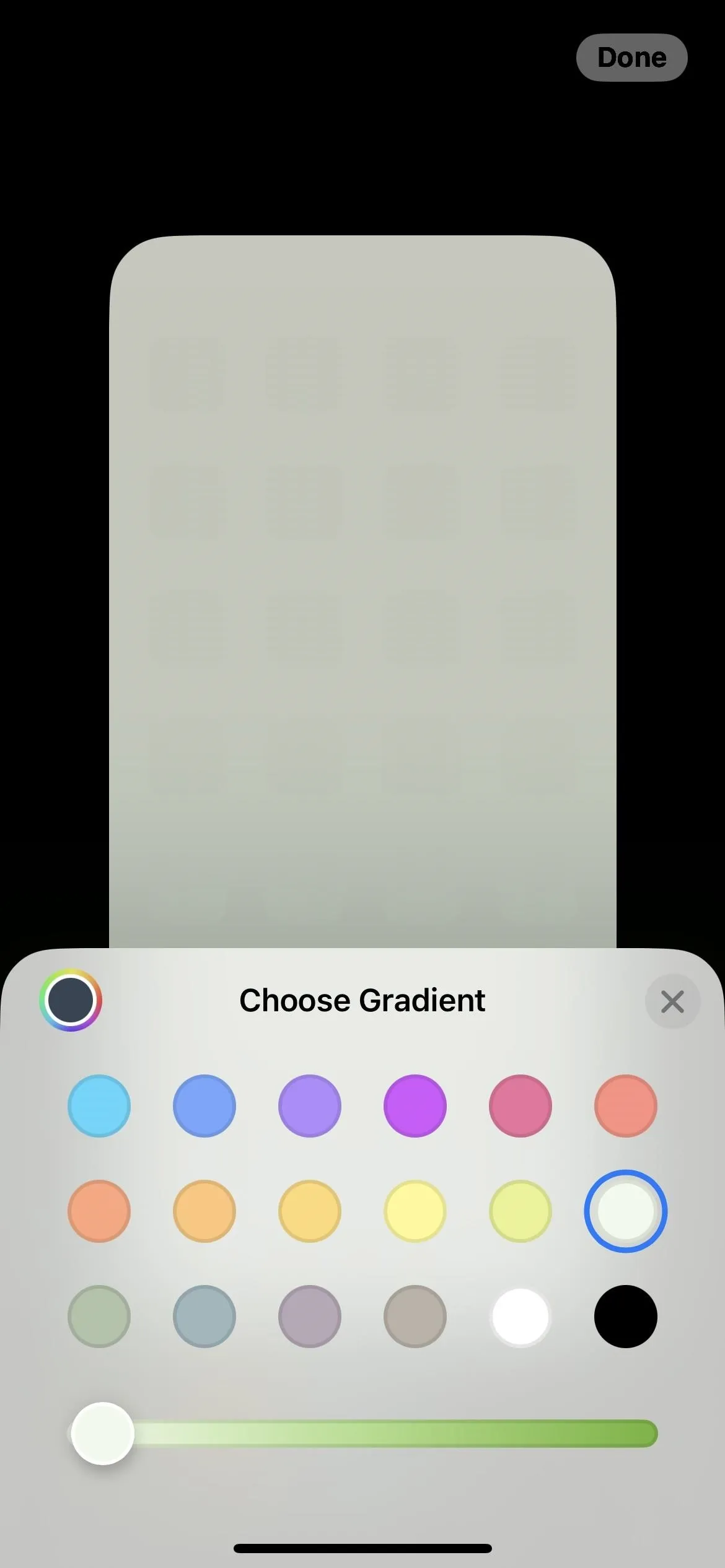 Color palette selection interface.