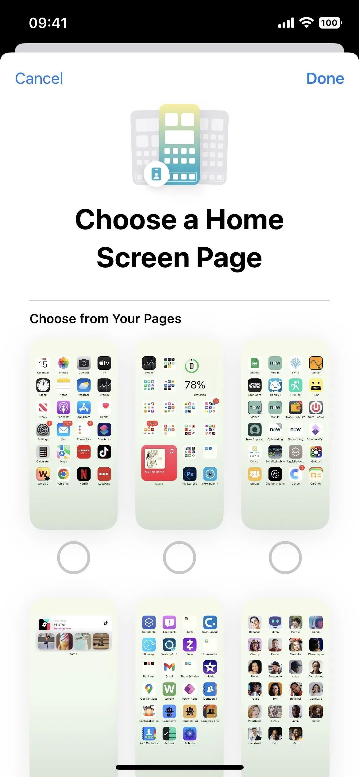 Choose a home screen page with app icons displayed.