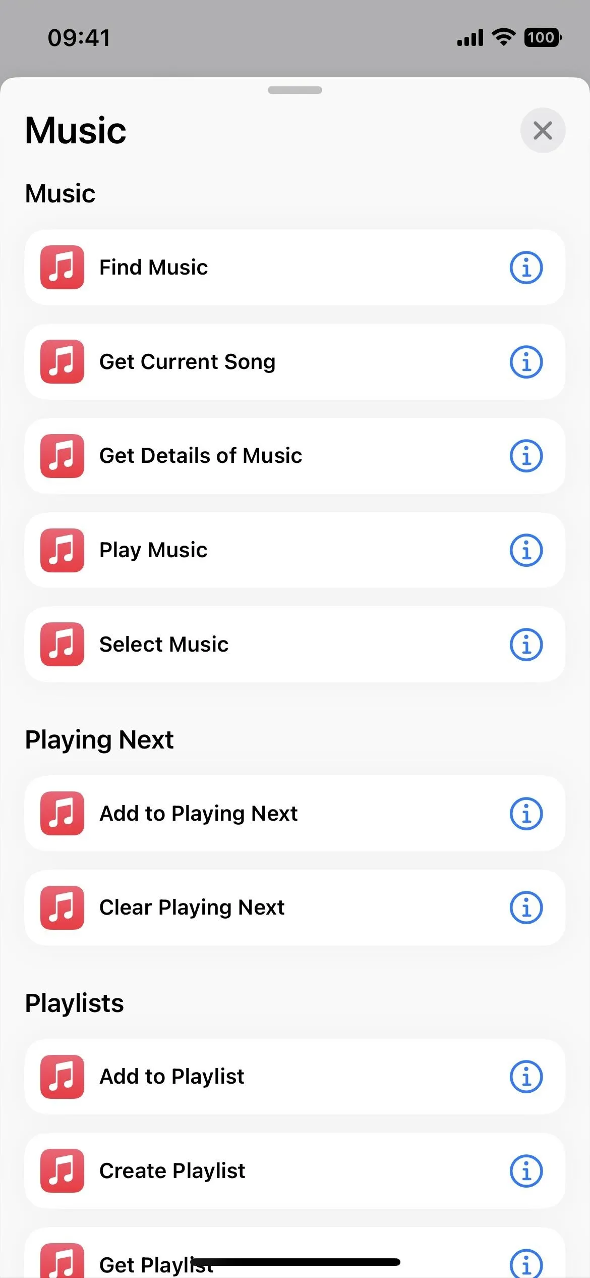 Music app interface showing playlists and music options.