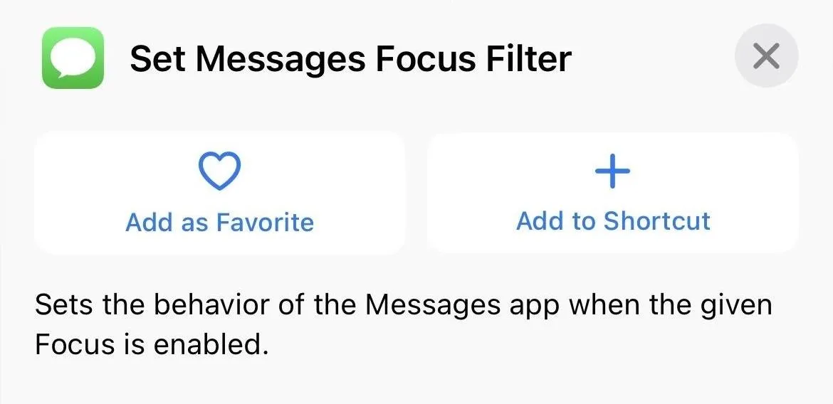 Set Messages Focus Filter settings for the Messages app.