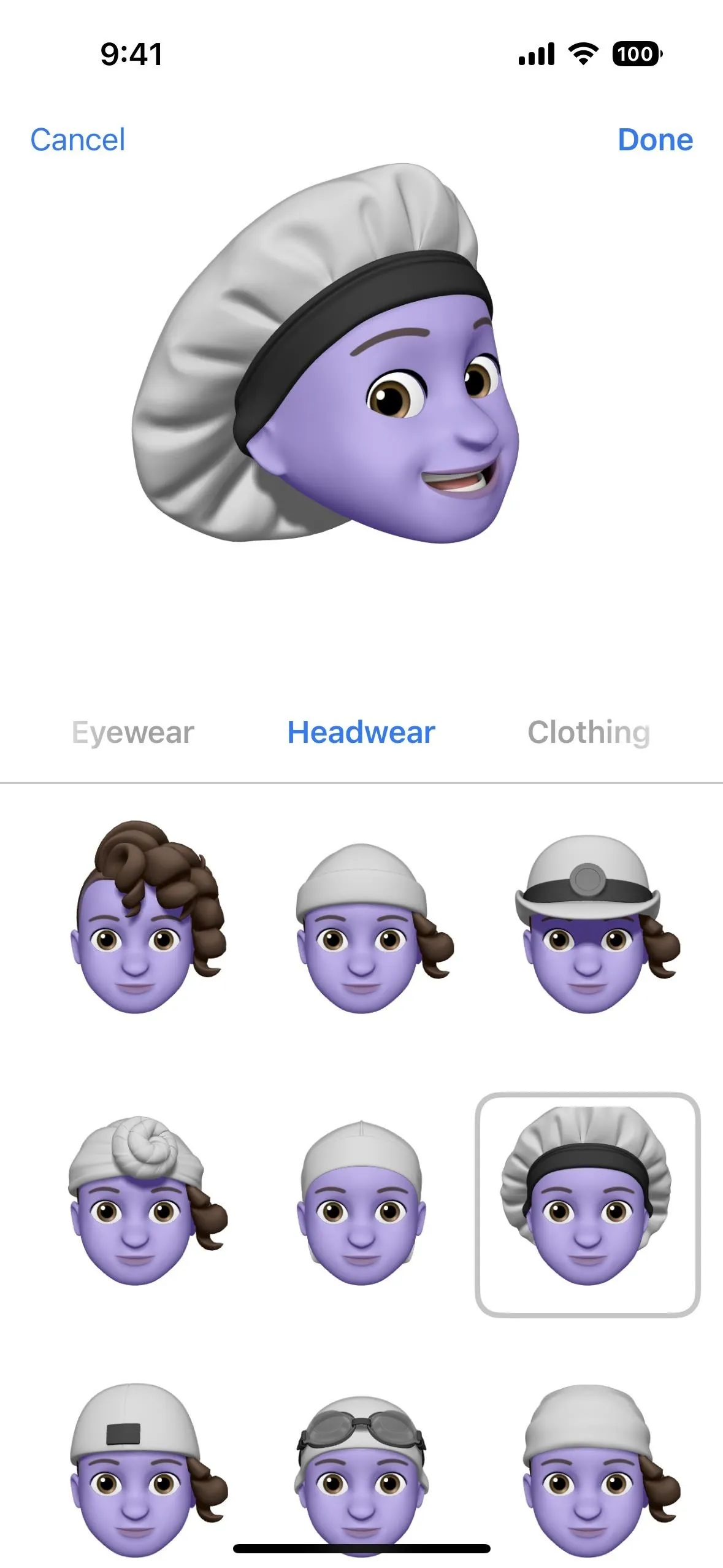 Chef character emoji with purple skin and a chef's hat.