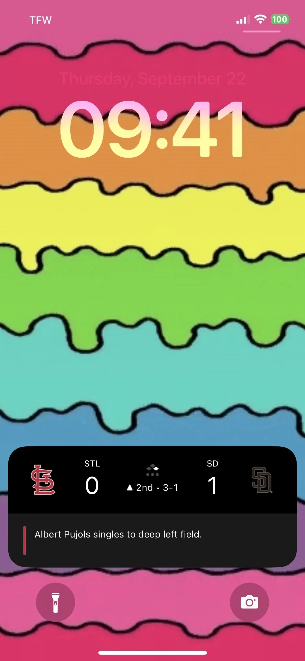 Colorful wavy pattern background with time displayed at 09:41.