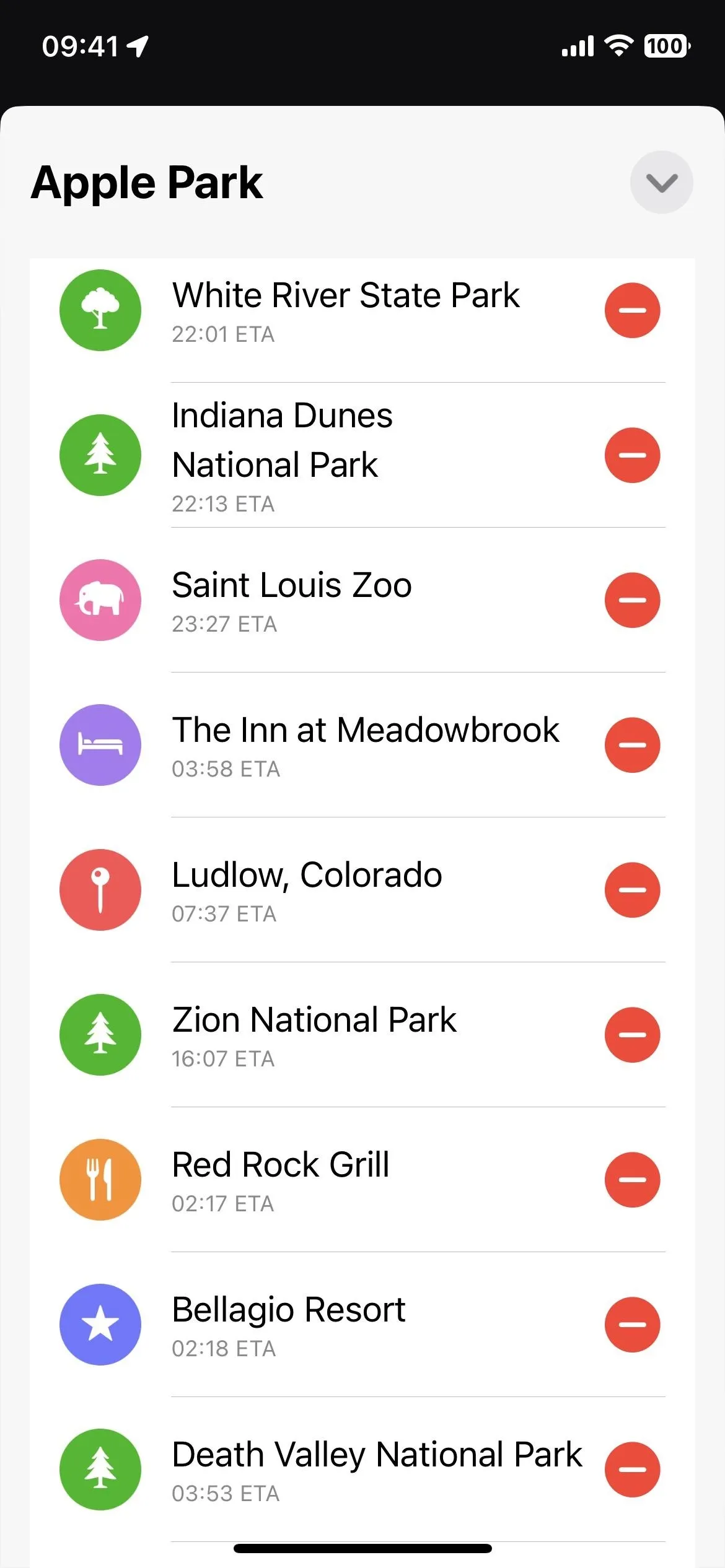 List of parks and restaurants in Apple Park.