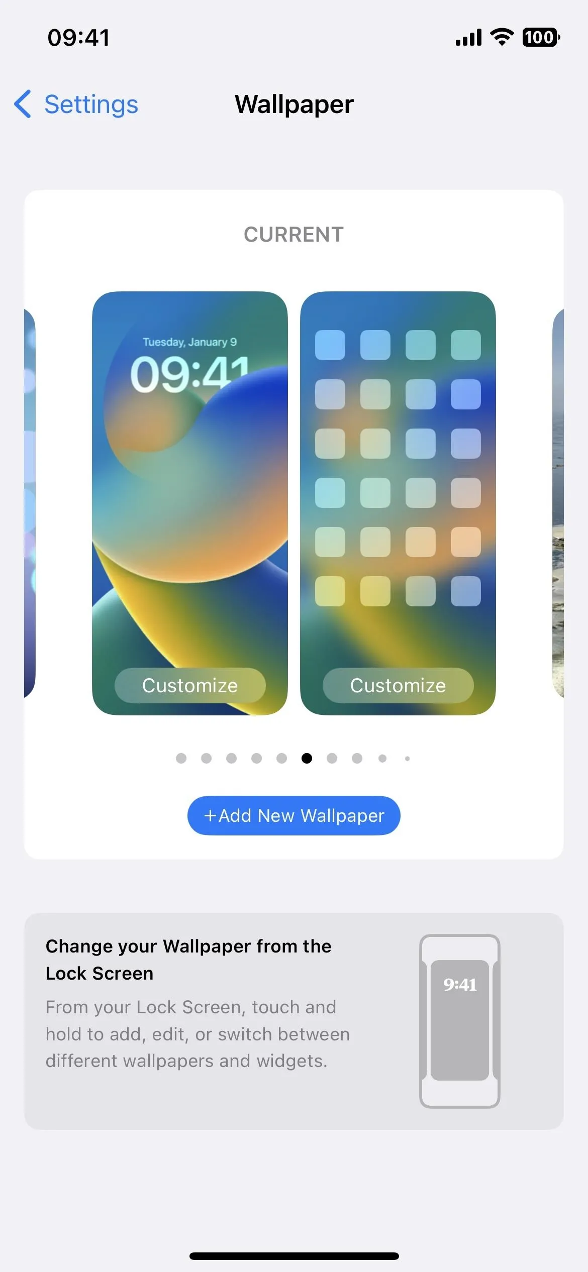 Smartphone screen displaying wallpaper options with time and icon layout.