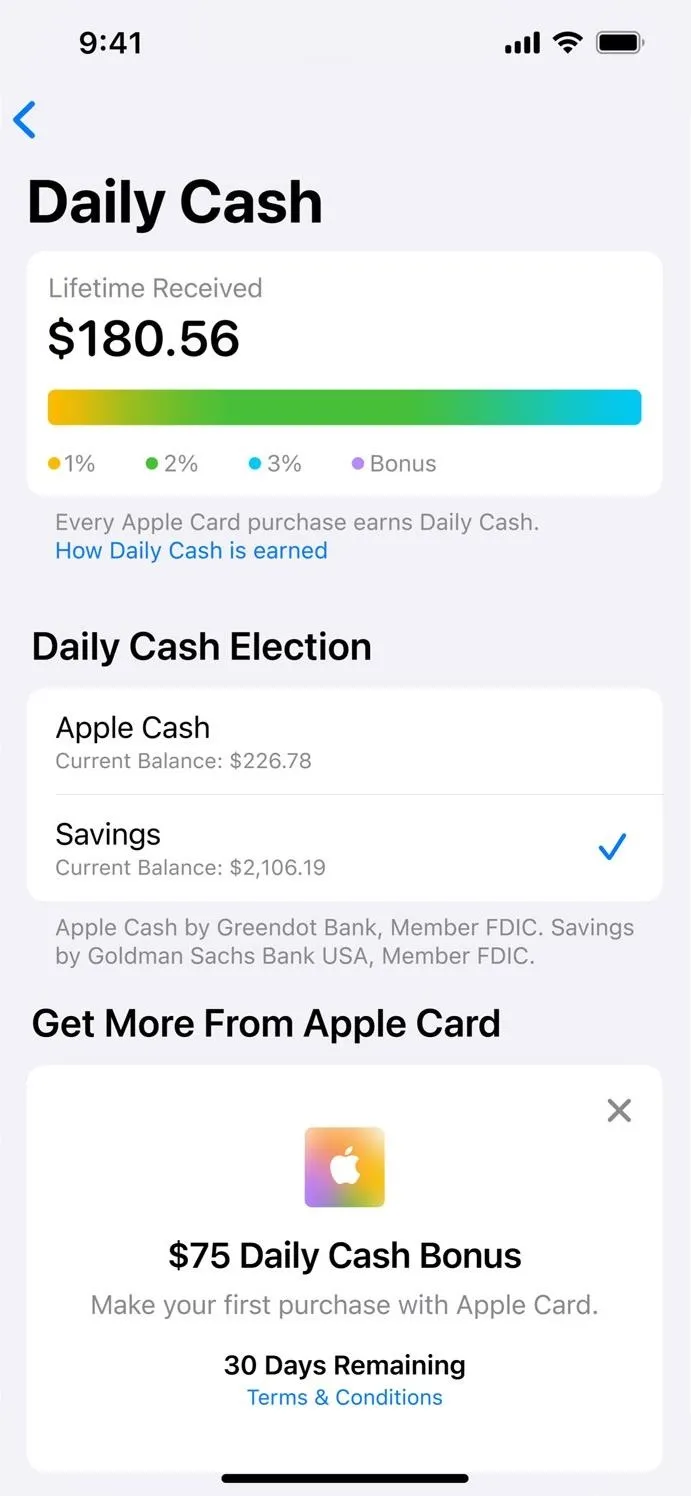 Apple Card Daily Cash Balance Overview