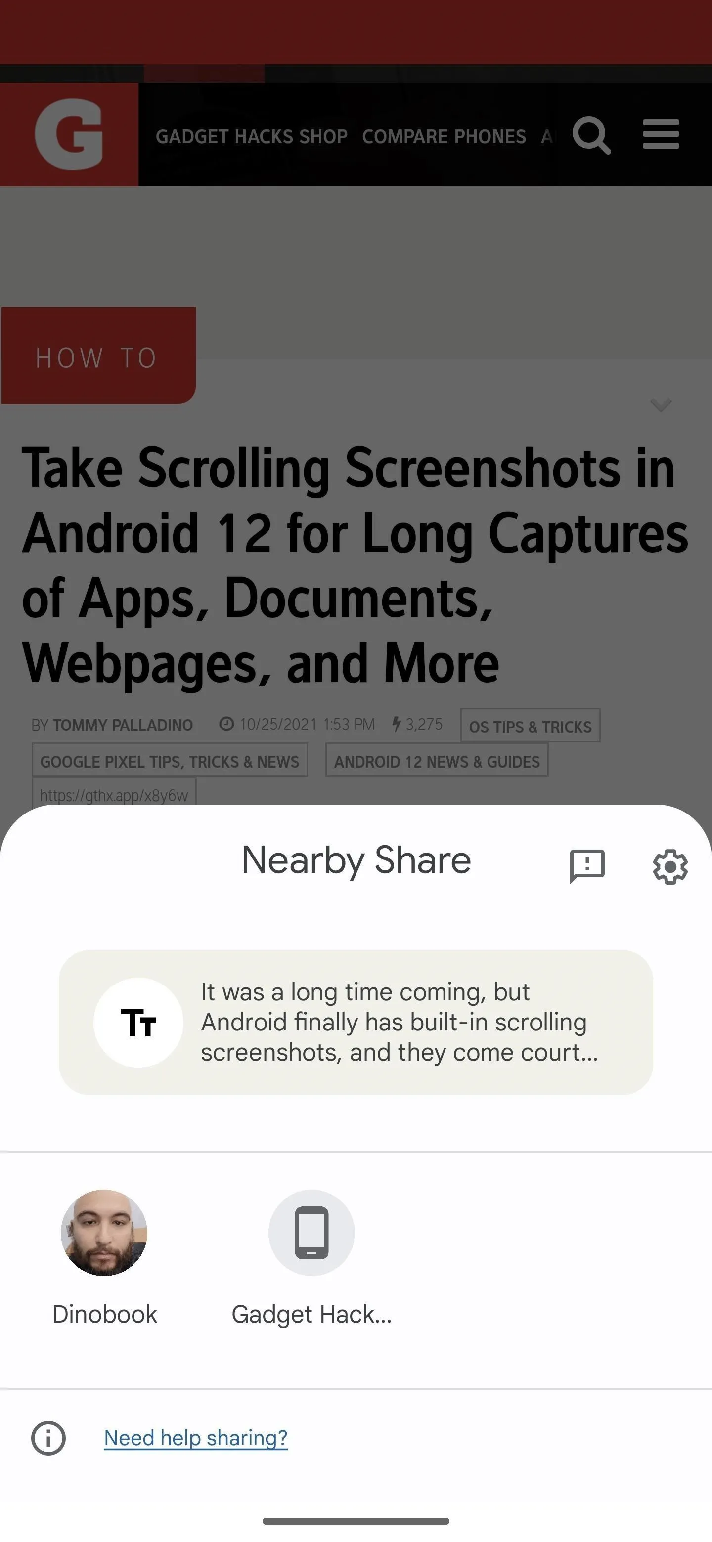 Take screenshots in Android 12 for capturing content from apps, documents, websites, and more.