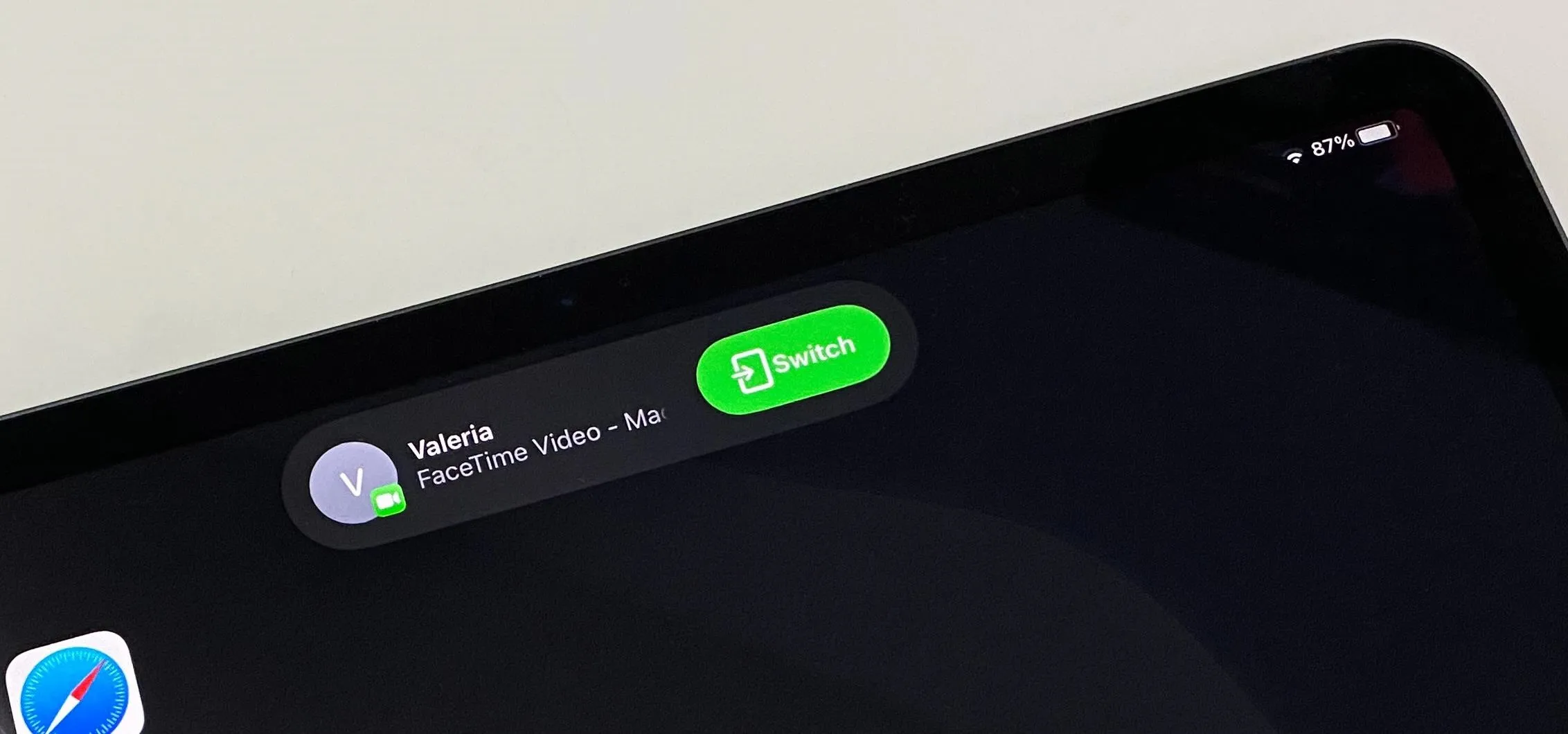 Notification for a video call on a device screen.