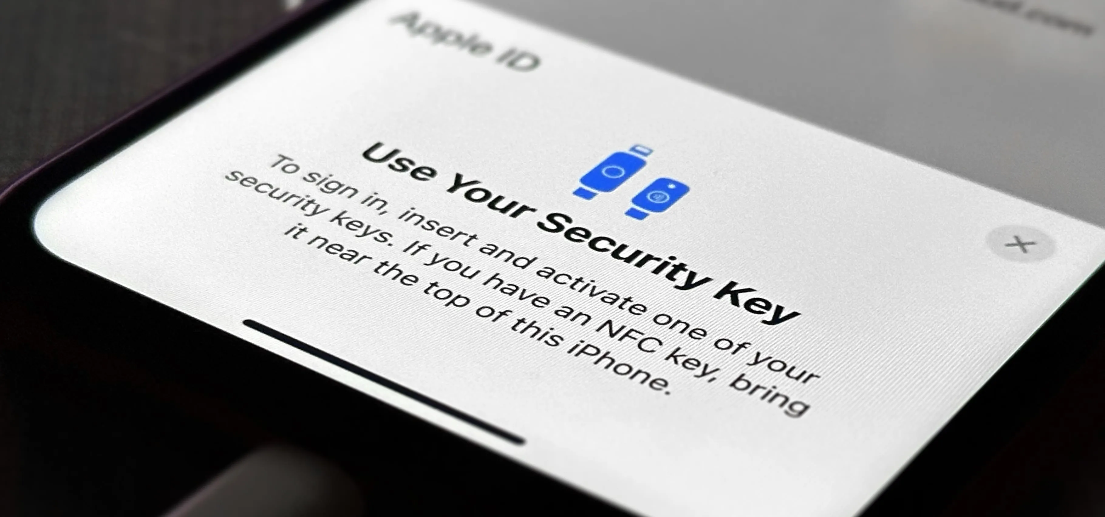 Use Your Security Key prompt on an Apple device.