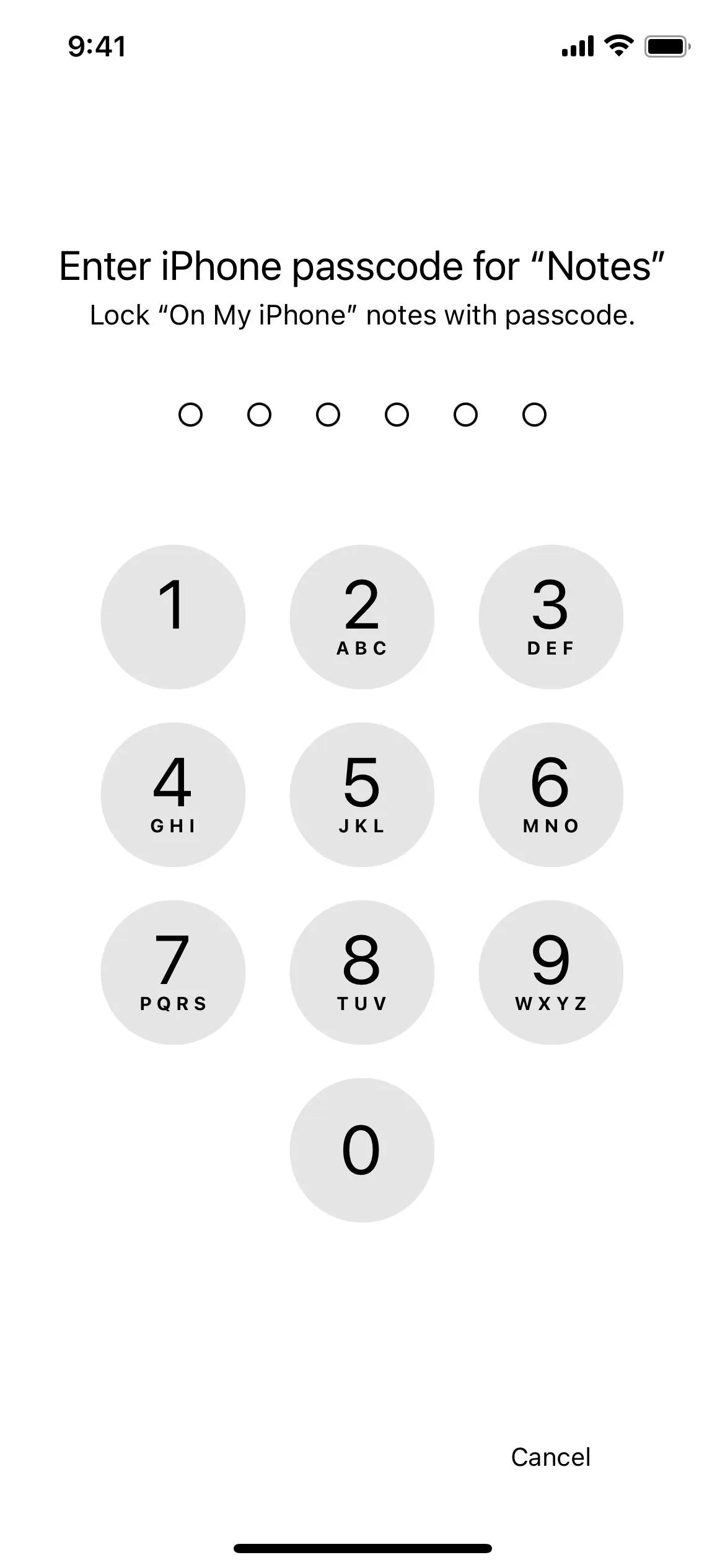 iPhone passcode entry screen