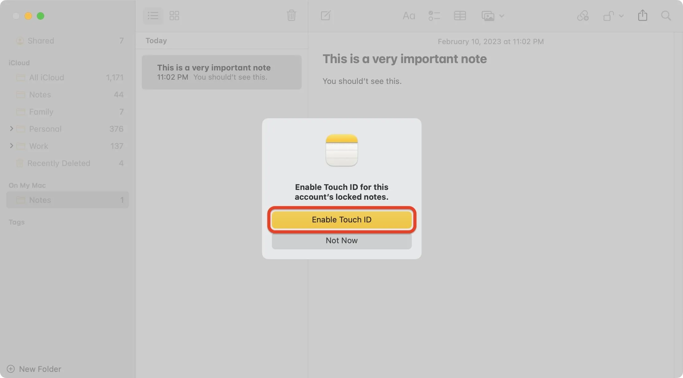 Enable Speech for this document notification pop-up.