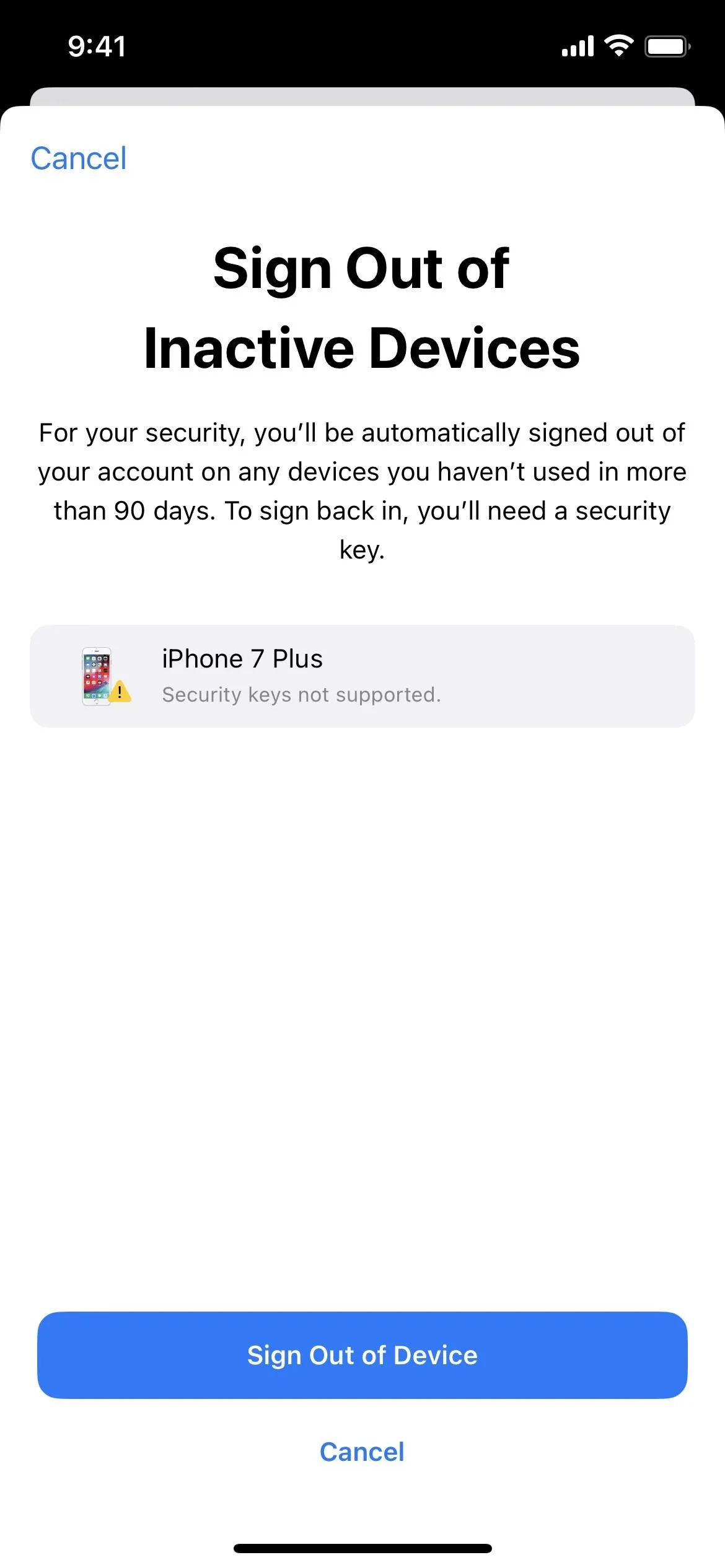 Sign Out of Inactive Devices on iPhone