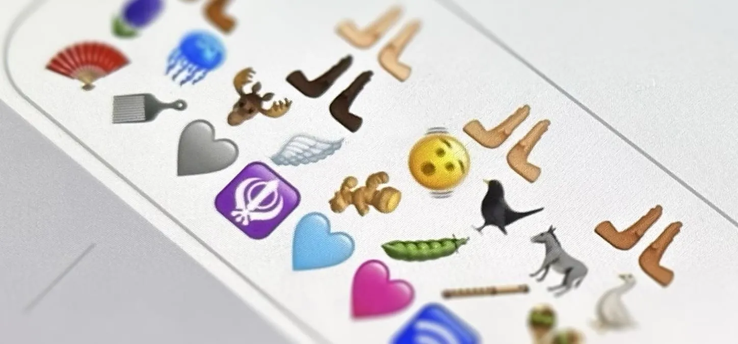 A selection of colorful emojis including hearts, animals, and various objects.