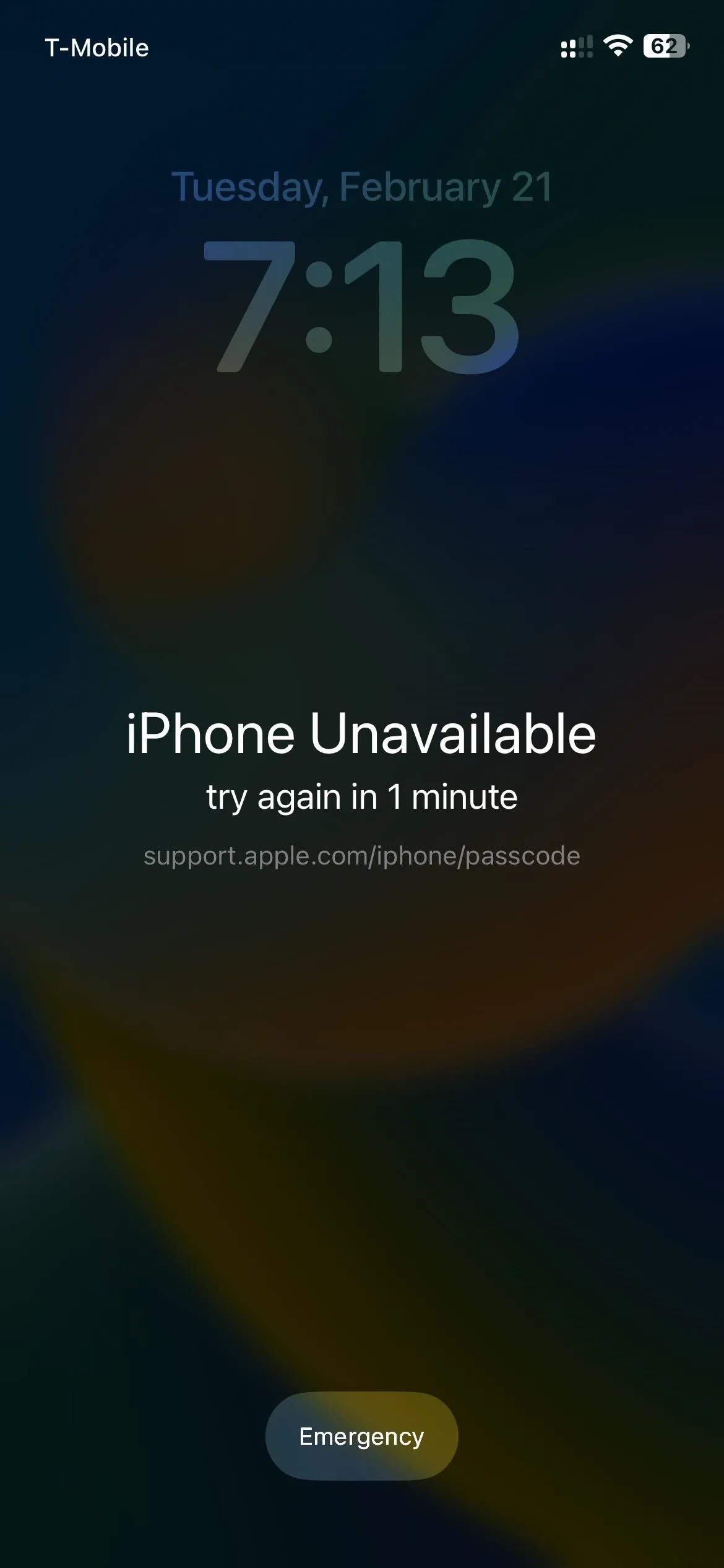 iPhone lock screen displaying "iPhone Unavailable" message.