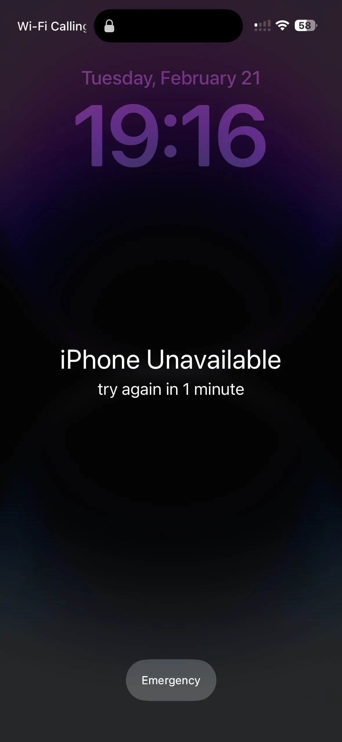 iPhone locked screen displaying "iPhone Unavailable" message.