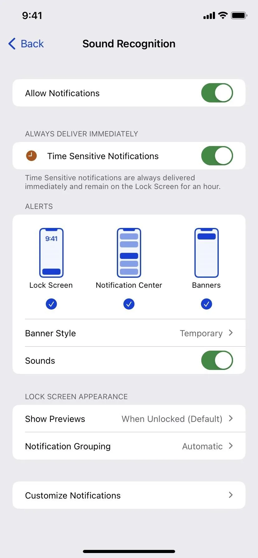 Smartphone screen displaying notification settings options.