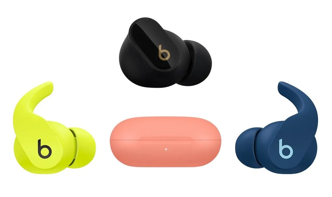 Wireless earbuds in various colors with charging case.