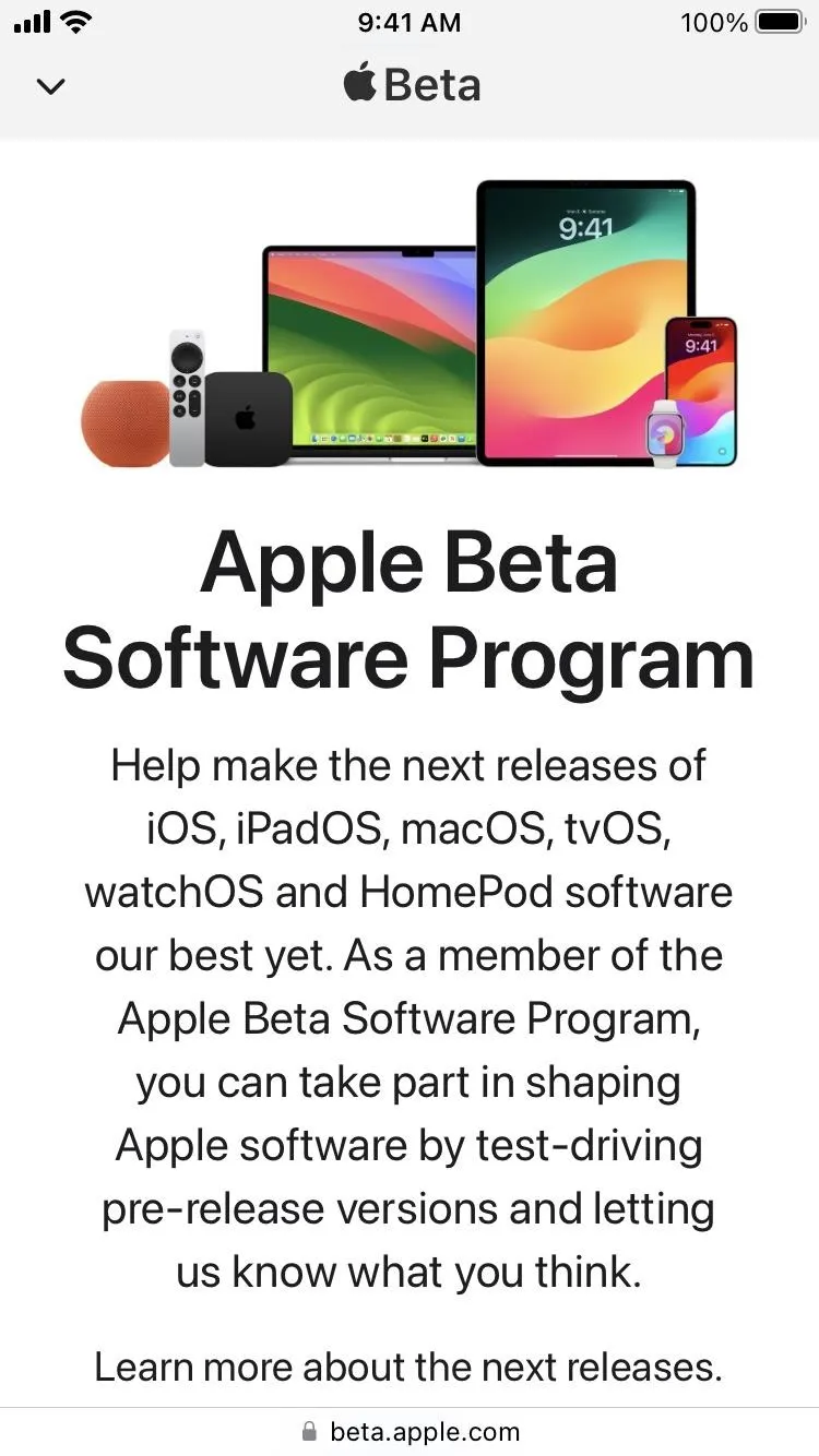 Apple Beta Software Program announcement and details.