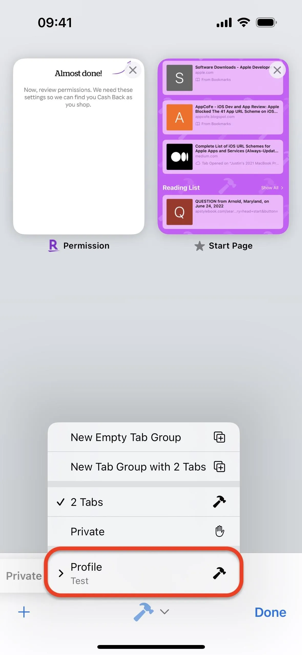 "Mobile device screen showing options for creating a new task group in a productivity app."