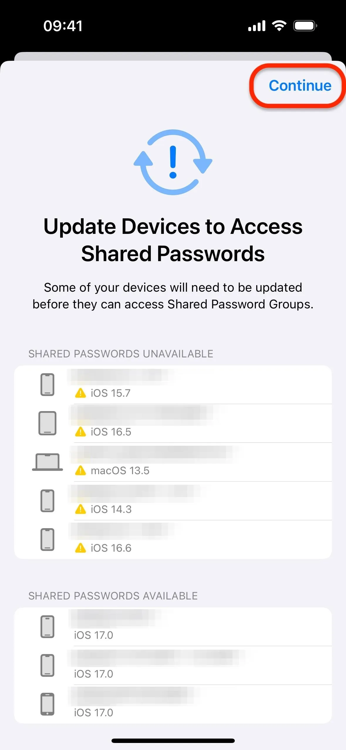 Update devices to access enhanced password features.