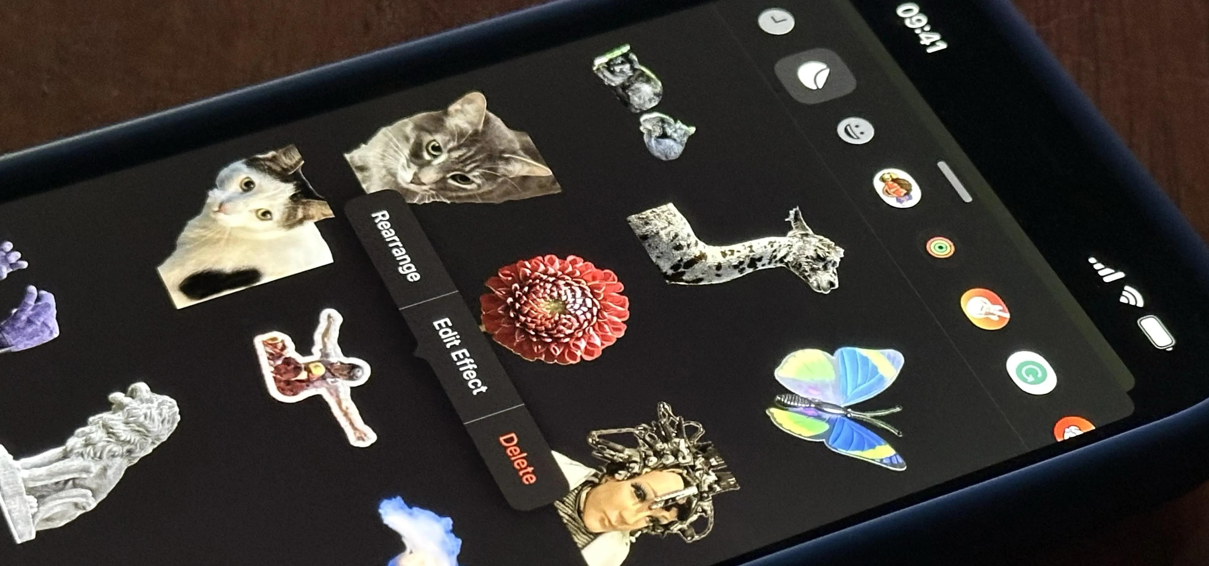 Digital stickers displayed on a smartphone screen.