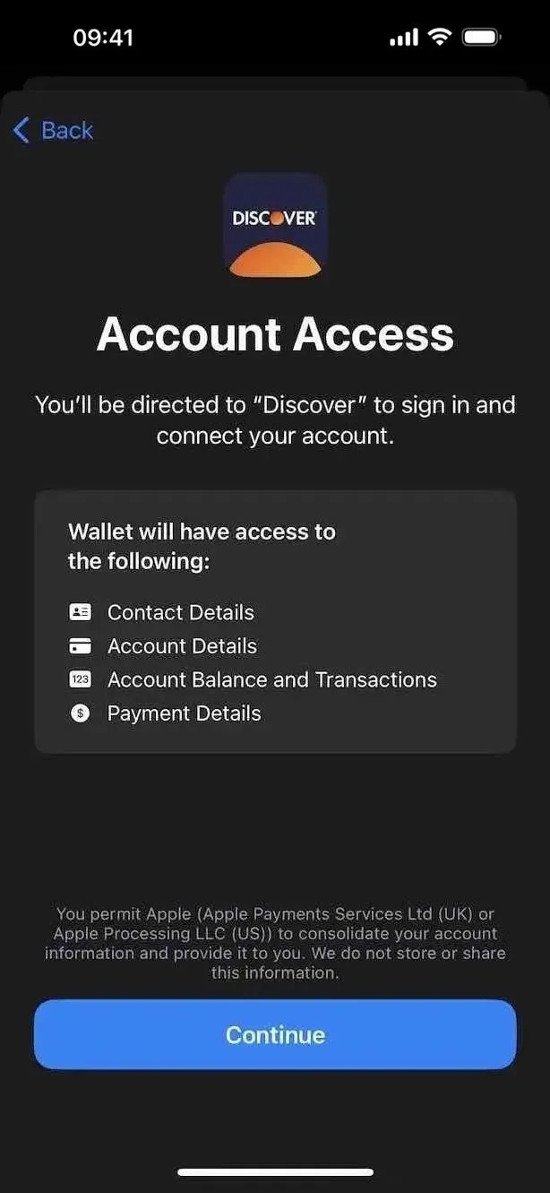 Account access settings with options for payment methods and preferences.